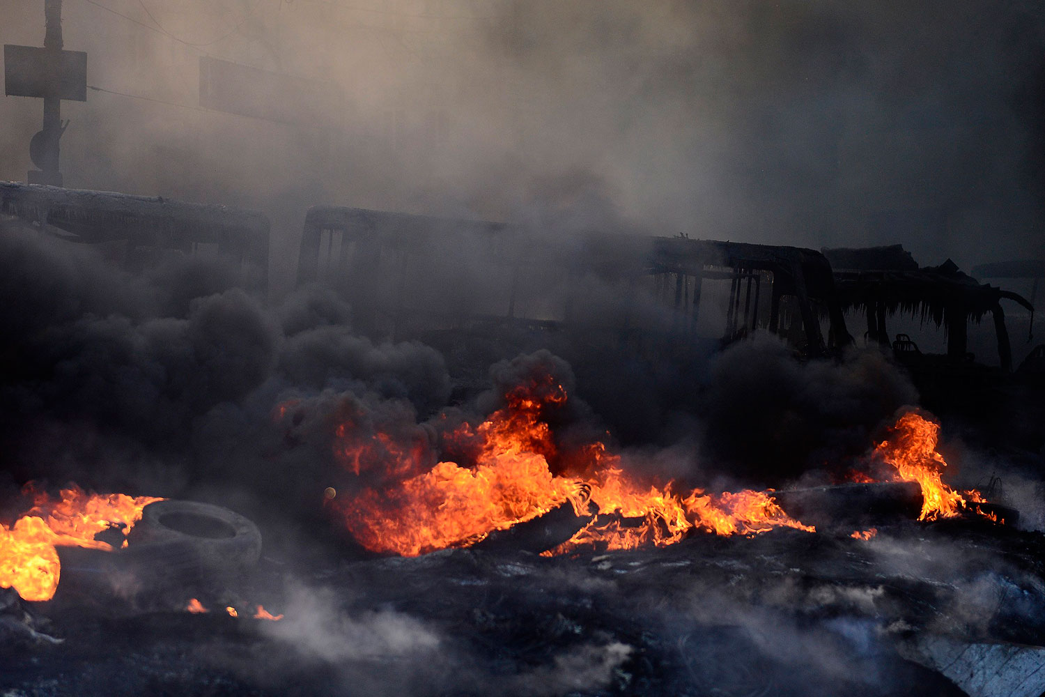 Burning tires in Kiev, Jan. 23, 2014.