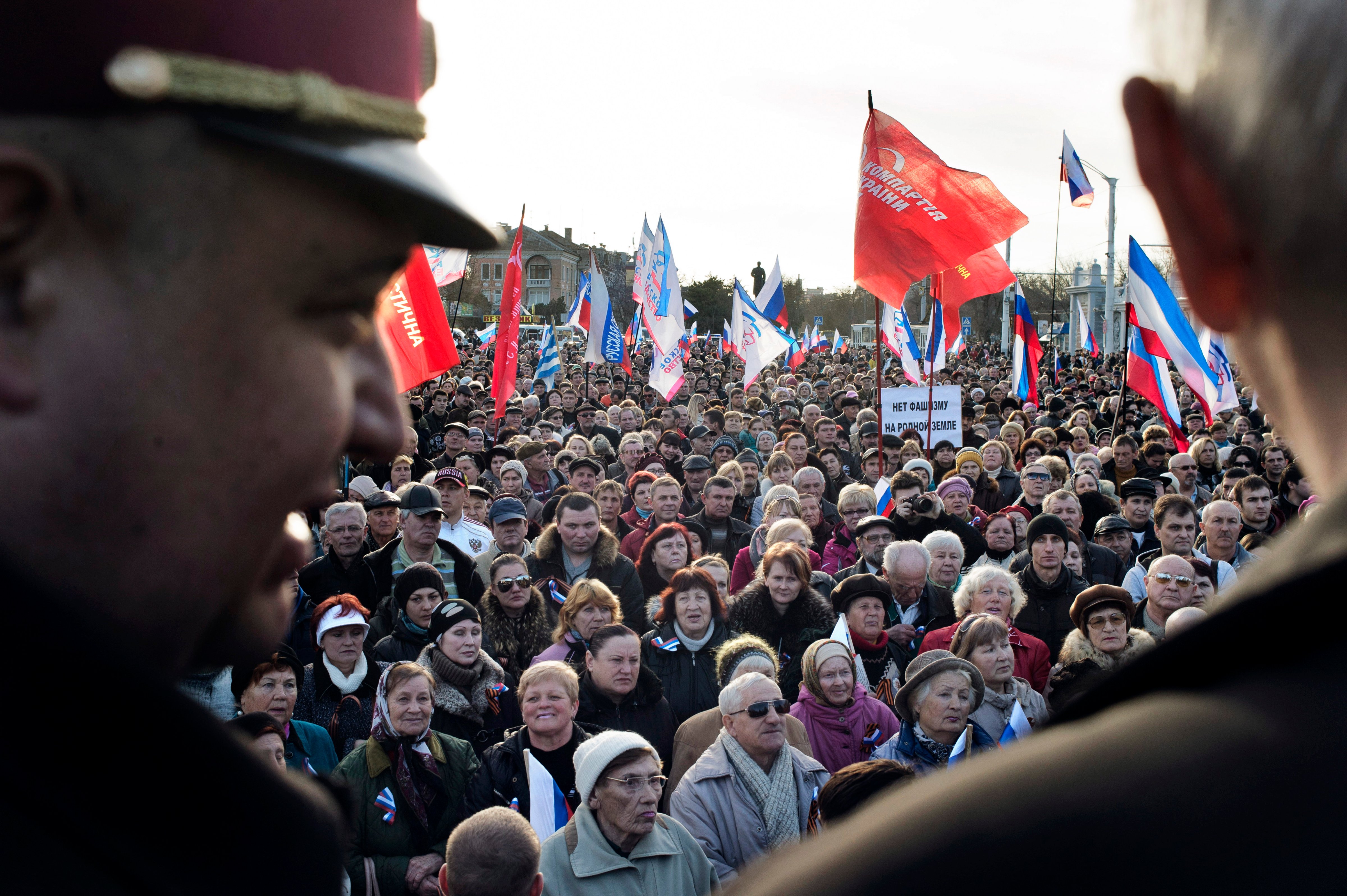 Pro-Russian gathering in Yevpatoria, Ukraine, March 5, 2014. 