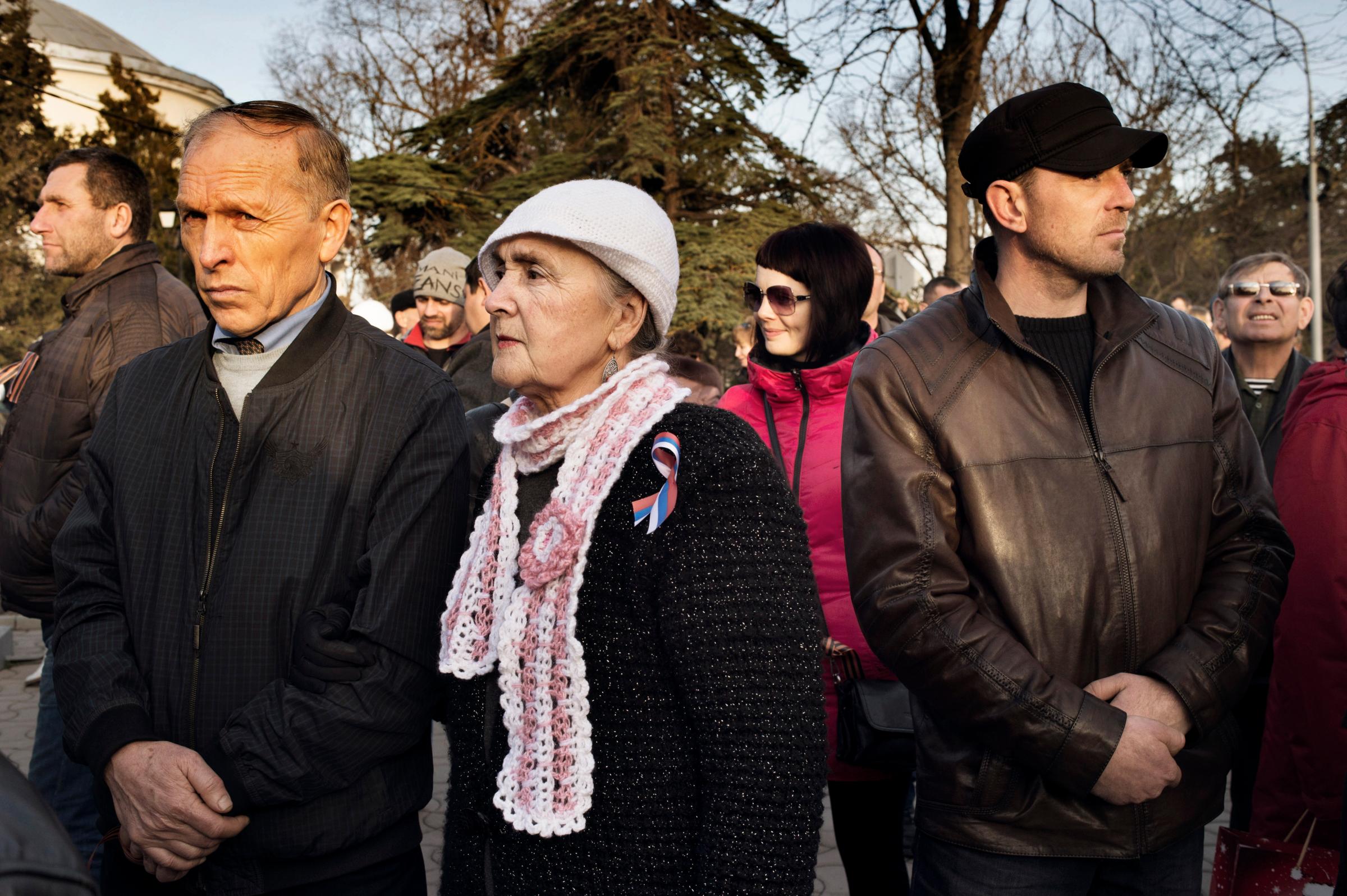 People at a pro-Russian gathering in Yevpatoria, Ukraine, March 5, 2014.