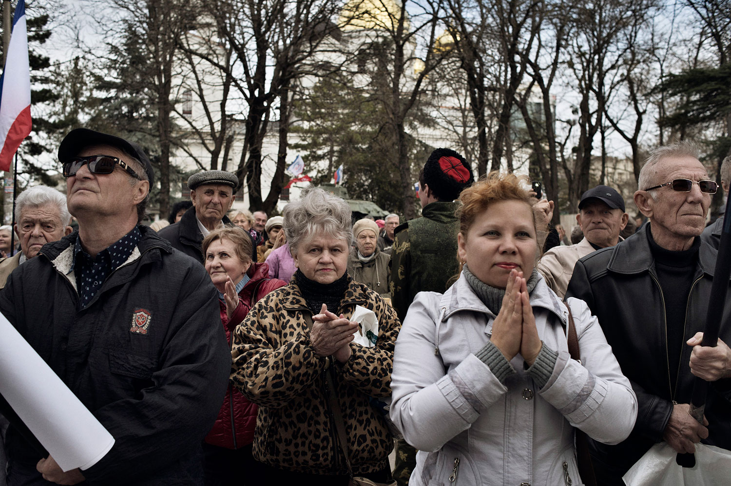Pro-Russian demonstrators rally in front of the local parliament building in Crimea's capital Simferopol, March 6, 2014.