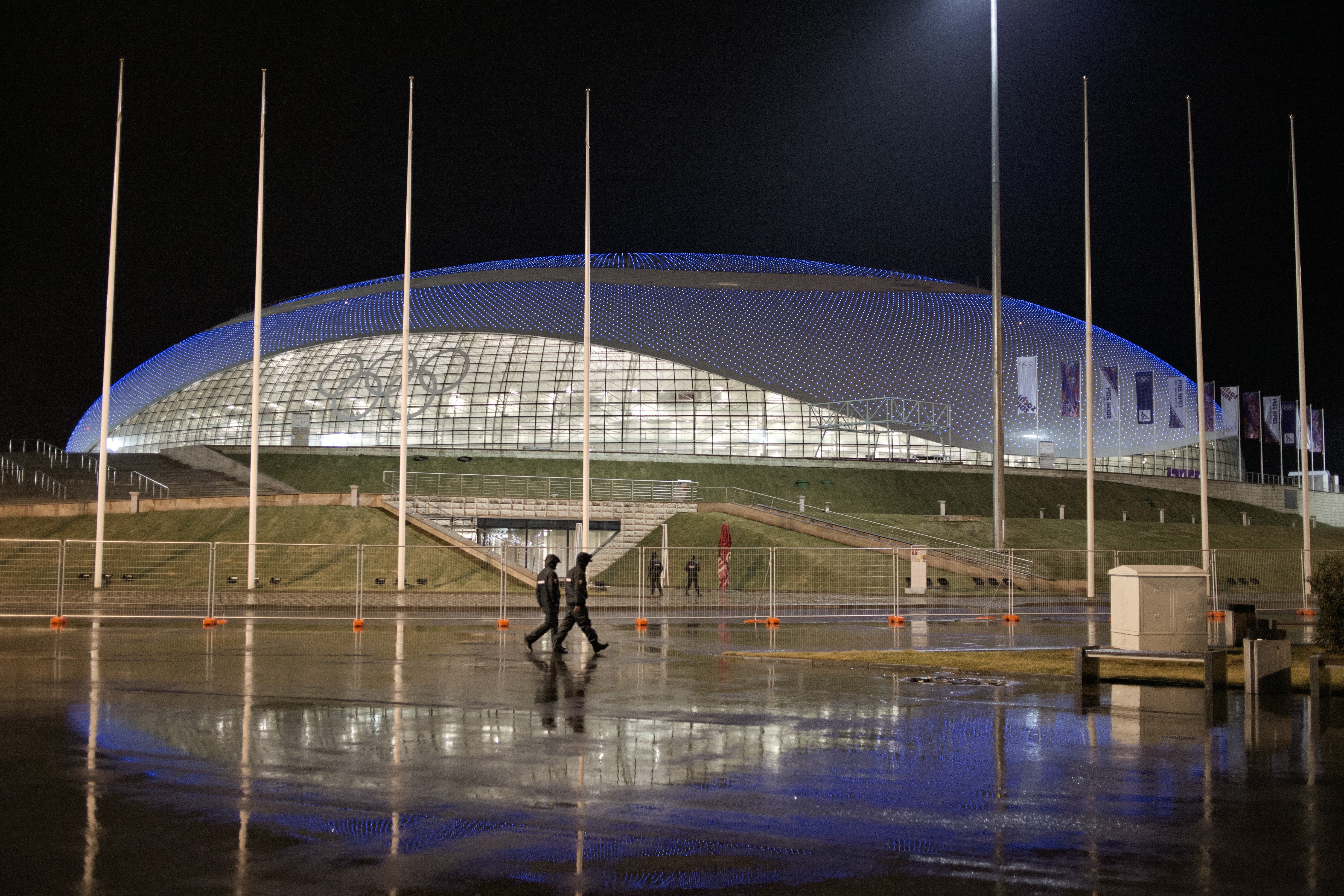 Sochi, Russia, Jan. 17, 2014:
                              The  Coastal Cluster  building on Sochi's Black Sea waterfront will host the opening and closing ceremonies, skating, and ice hockey