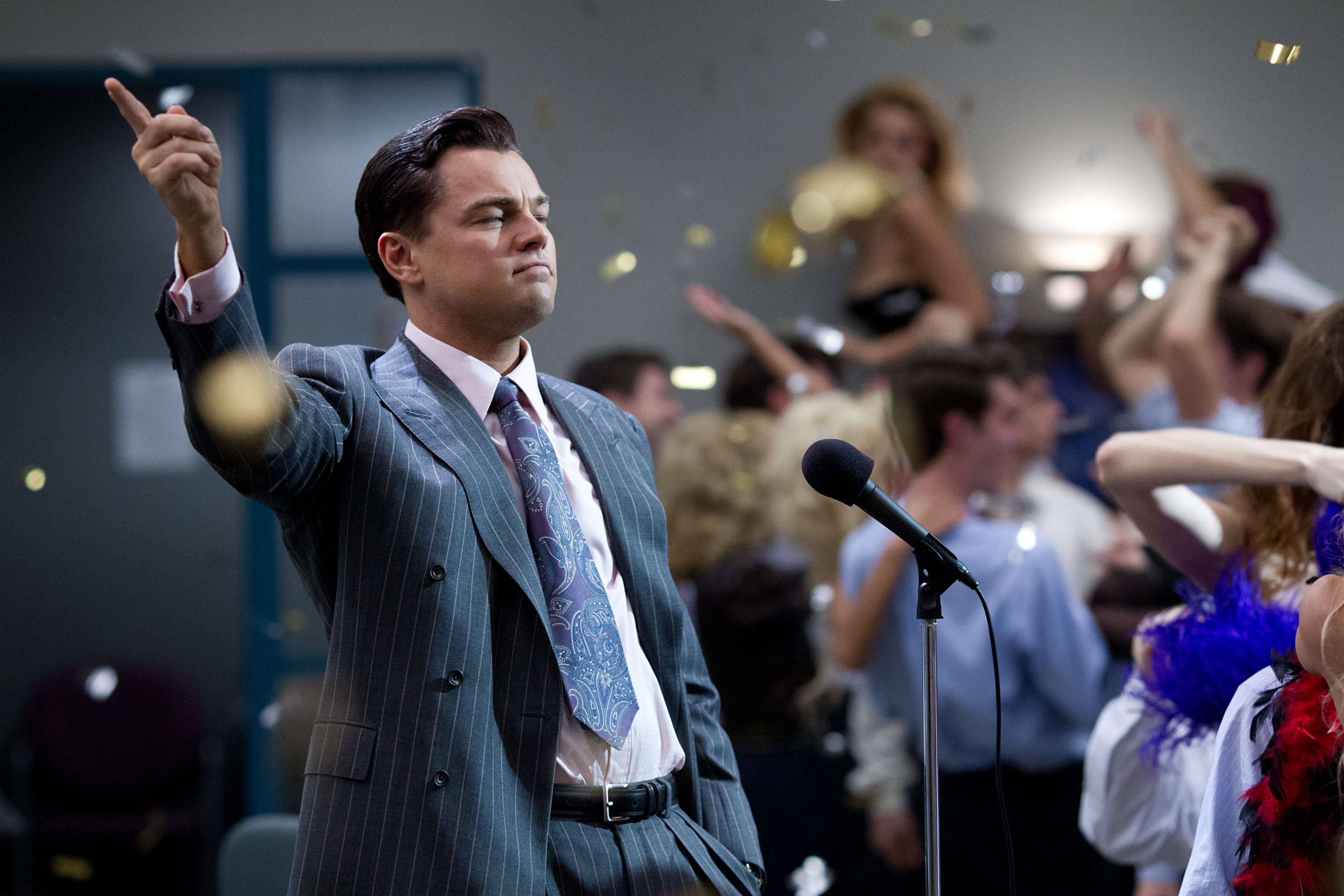Leonardo DiCaprio is Jordan Belfort in The Wolf of Wall Street.