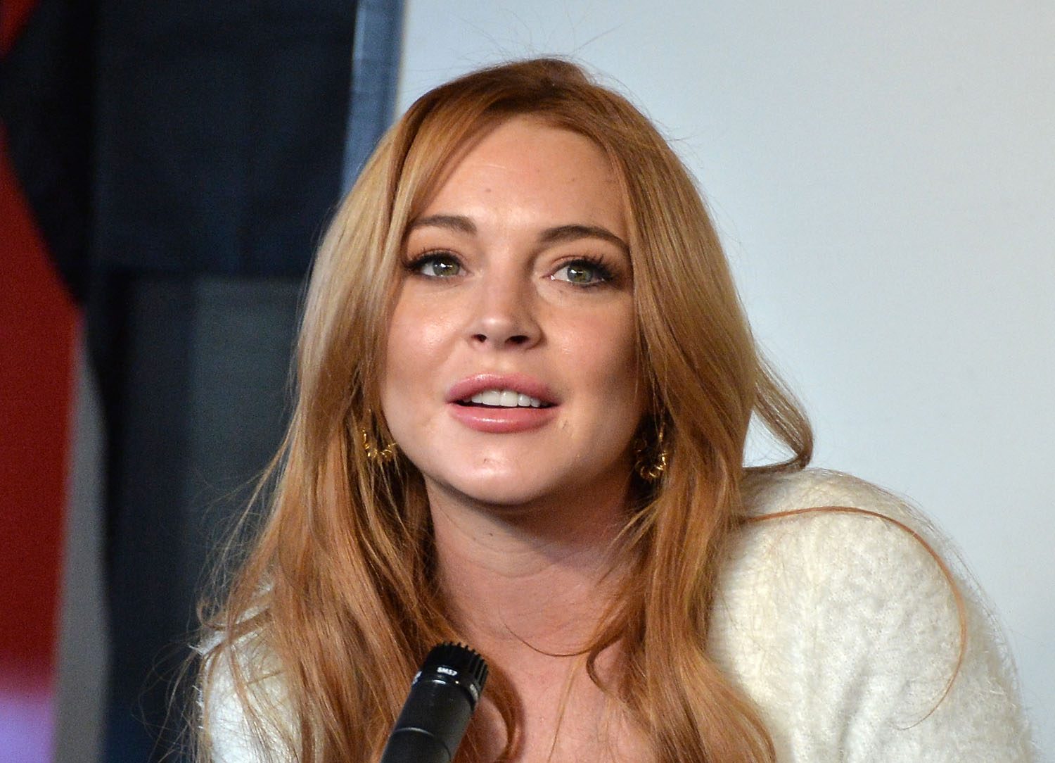 Actress Lindsay Lohan speaks at a press conference on Jan. 20, 2014 in Park City, Utah.  