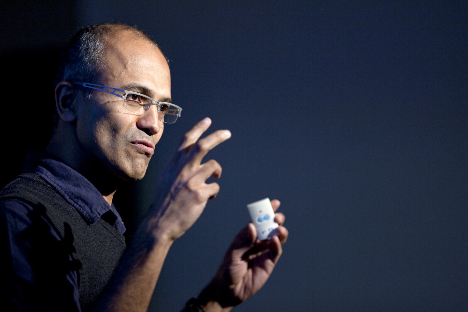 Microsoft's Satya Nadella presents at an event featuring the company's Bing search engine on Dec. 15, 2010. 