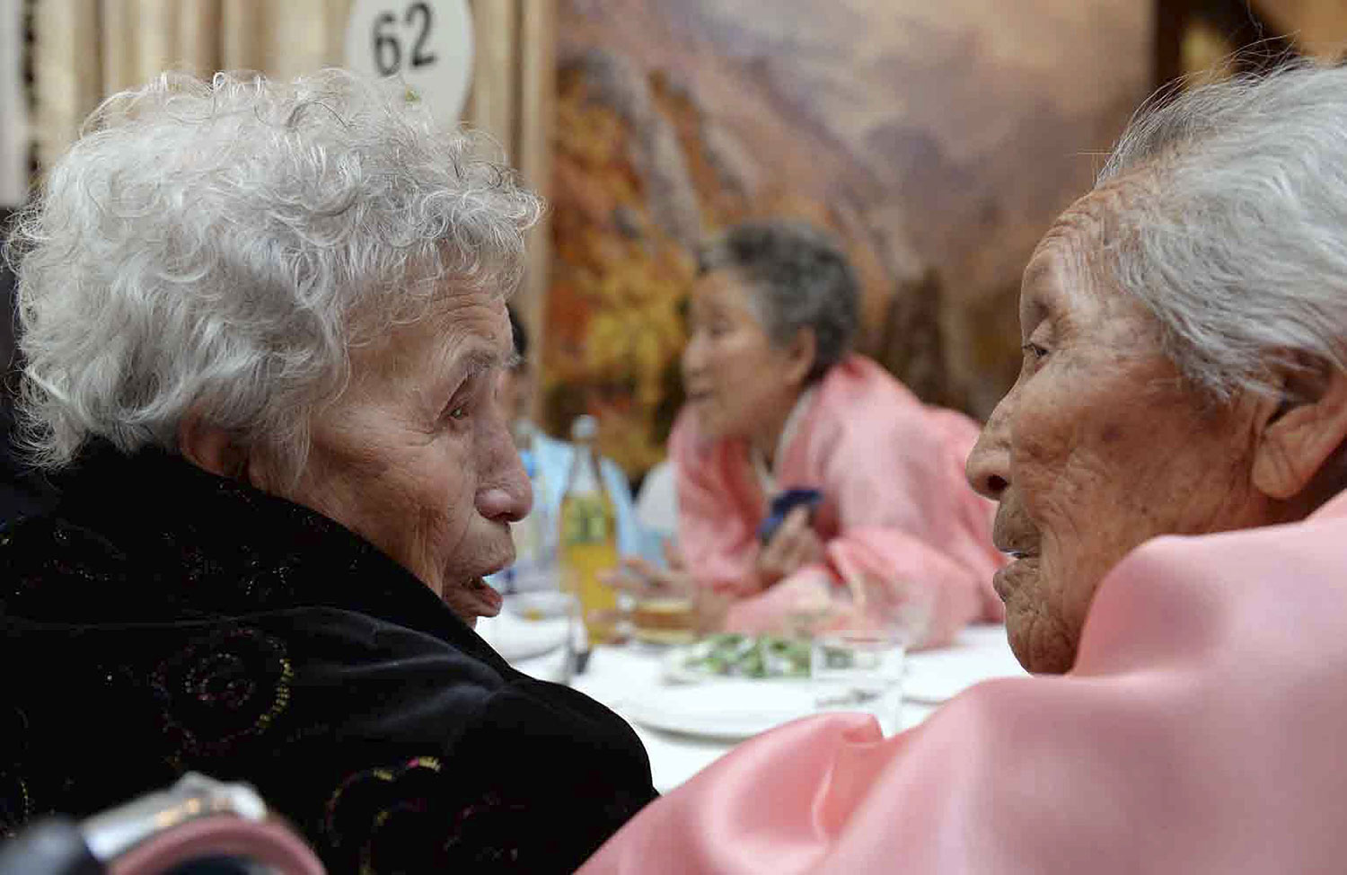 South Korean Lee Young-Shil, 88, meets with her North Korean younger sister Kim Seok-Ryu, 80, during the Separated Family Reunion Meeting at Diamond Mountain resort in North Korea on Feb. 20, 2014.