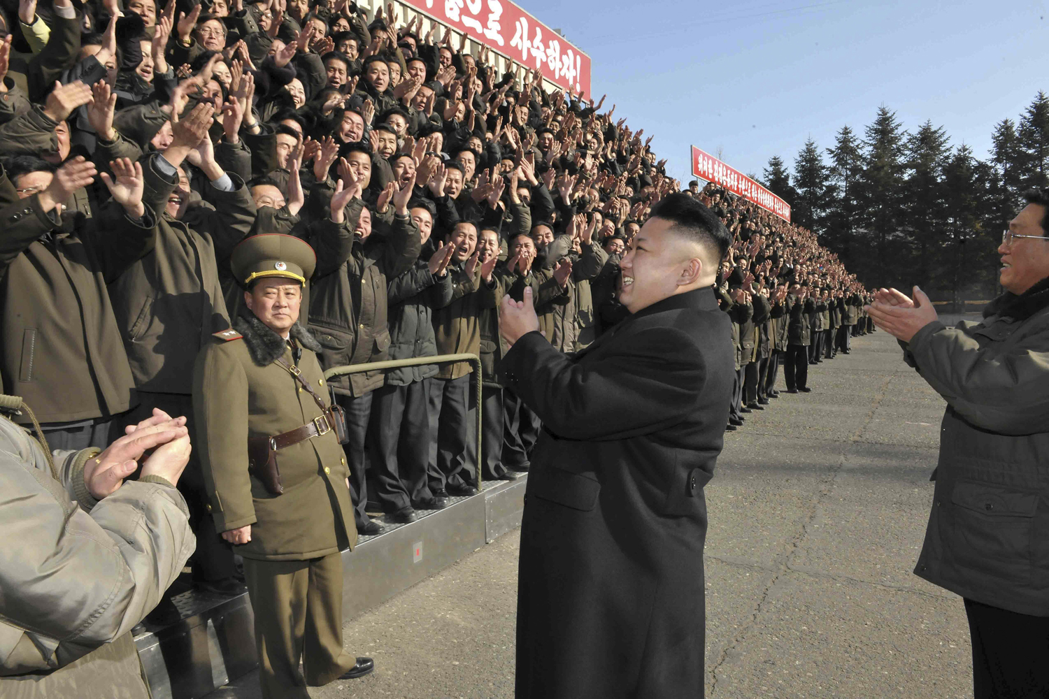 North Korean leader Kim Jong Un gives field guidance to the State Academy of Sciences in this undated photo released by North Korea's Korean Central News Agency in Pyongyang on Jan. 15, 2014 (KCNA—Reuters)