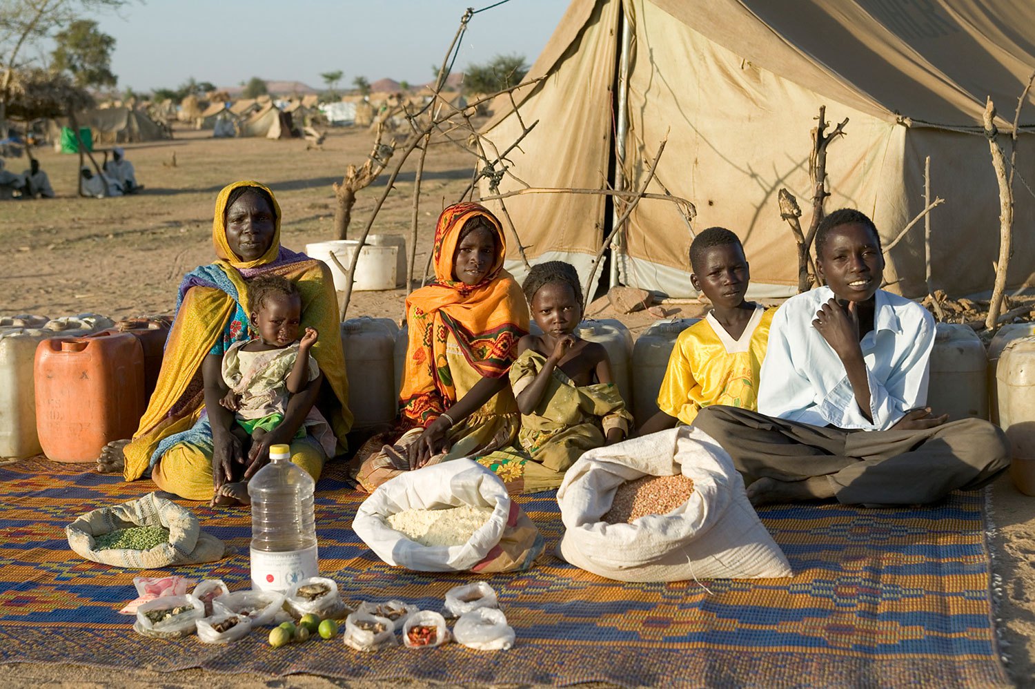 Chad: The Aboubakar family of Breidjing Camp.
                              
                              Food expenditure for one week: 685 CFA Francs or $1.23.
                              Favorite foods: soup with fresh sheep meat.
