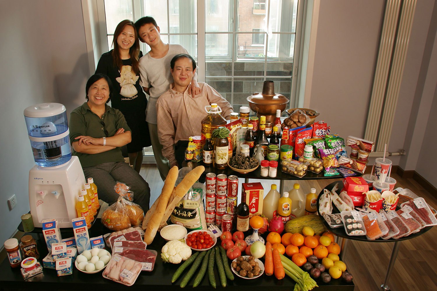 China: The Dong family of Beijing. Food expenditure for one week: 1,233.76 Yuan or $155.06. Favorite foods: fried shredded pork with sweet and sour sauce.