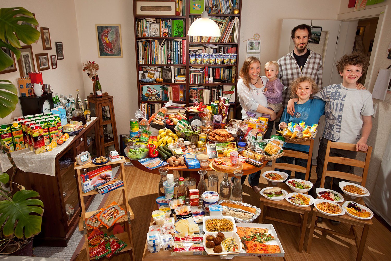 Germany: The Sturm Family of Hamburg. Food Expenditure for One Week: € 253.29 ($325.81 USD). Favorite foods: salads, shrimp, buttered vegetables, sweet rice with cinnamon and sugar, pasta.