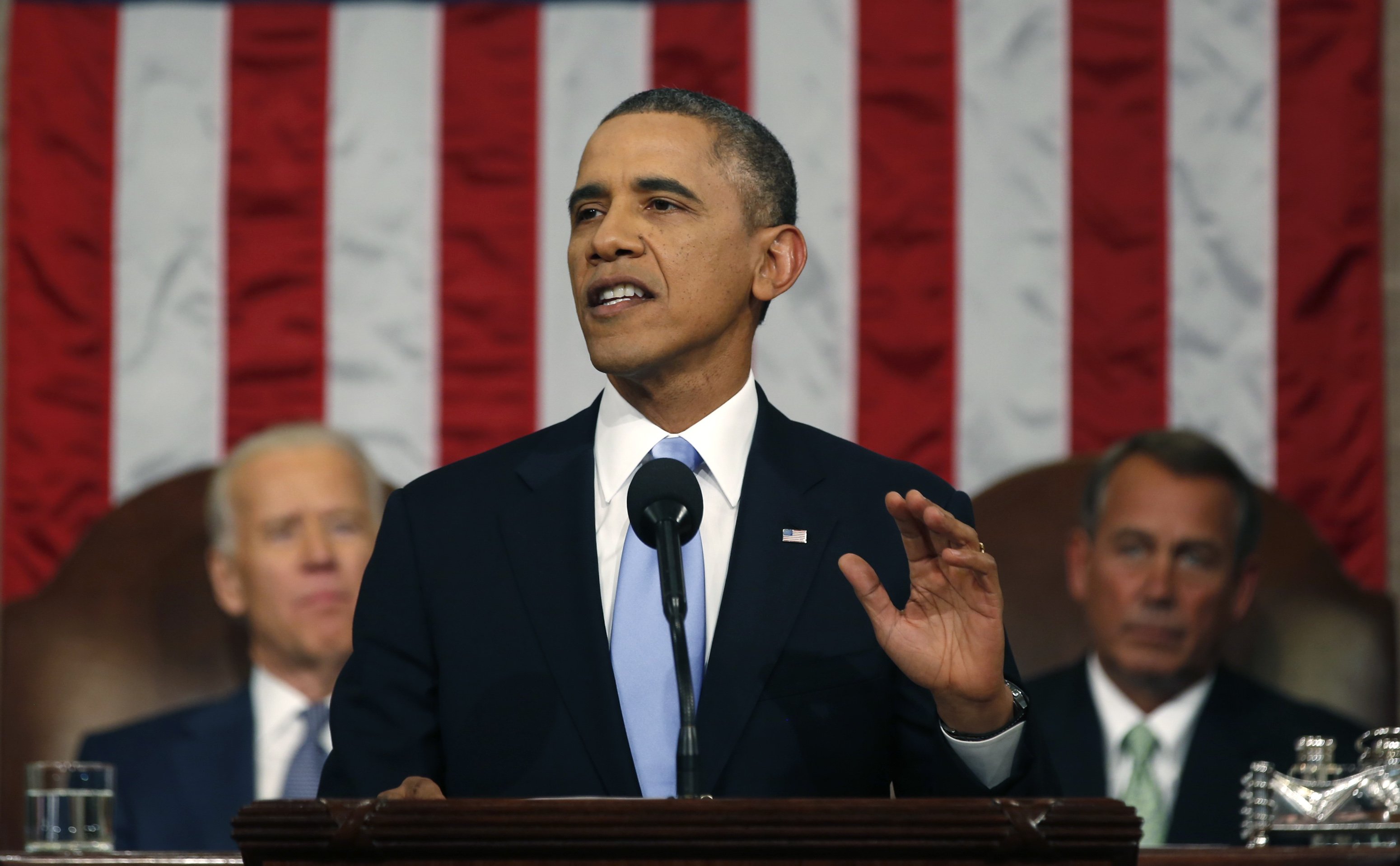 U.S. President Barack Obama delivers his State of the Union speech on Capitol Hill in Washington