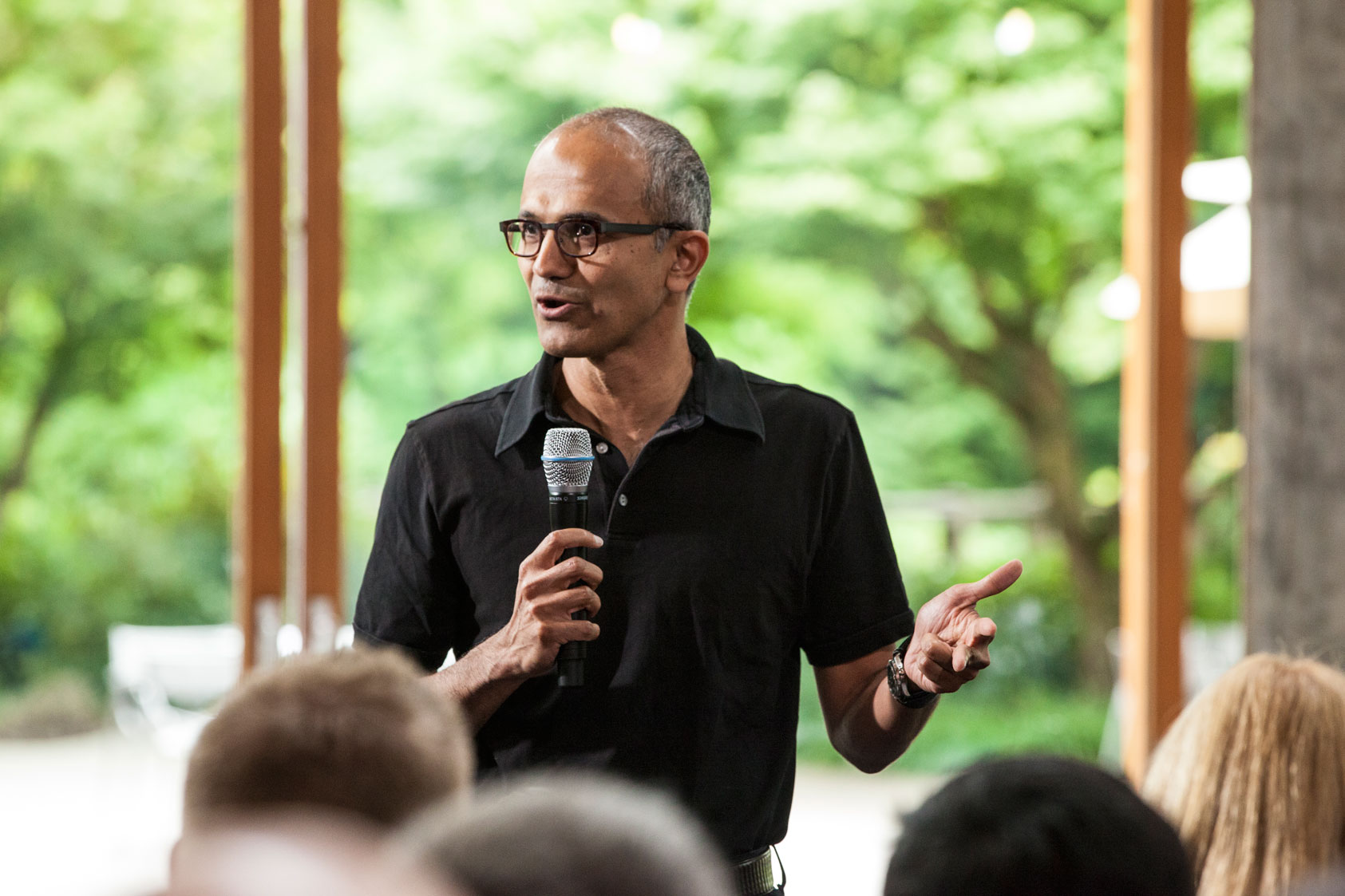 Satya Nadella, executive vice president, Cloud and Enterprise, addresses employees during the One Microsoft Town Hall event July 11, 2013. (Microsoft)