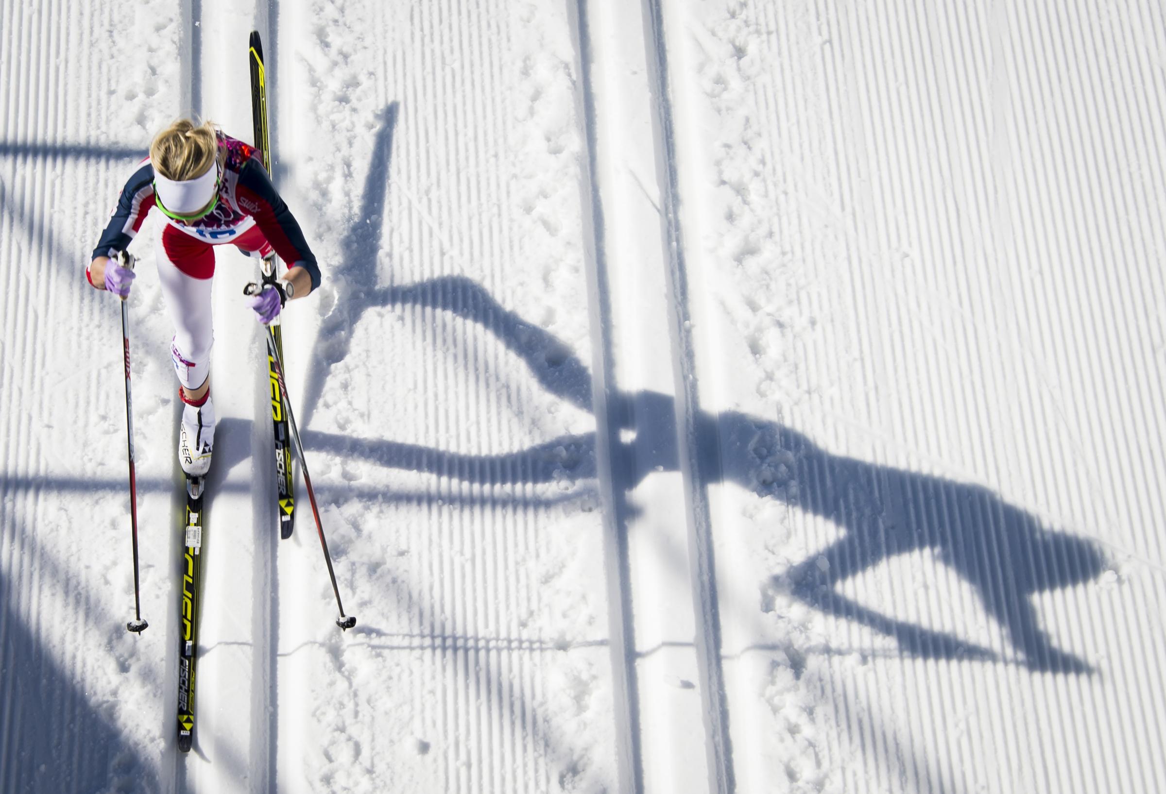 Norway's Therese Johaug competes to win bronze in the Women's Cross-Country Skiing 10km Classic during the Sochi Winter Olympics Feb. 13, 2014 in Rosa Khutor near Sochi.