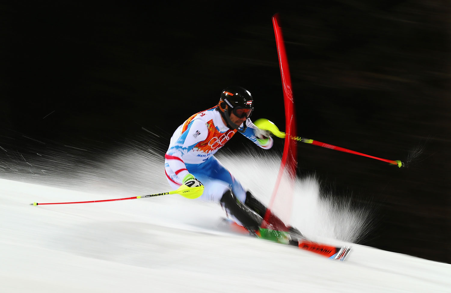 Mario Matt of Austria in action in the second run during the Men's Slalom.