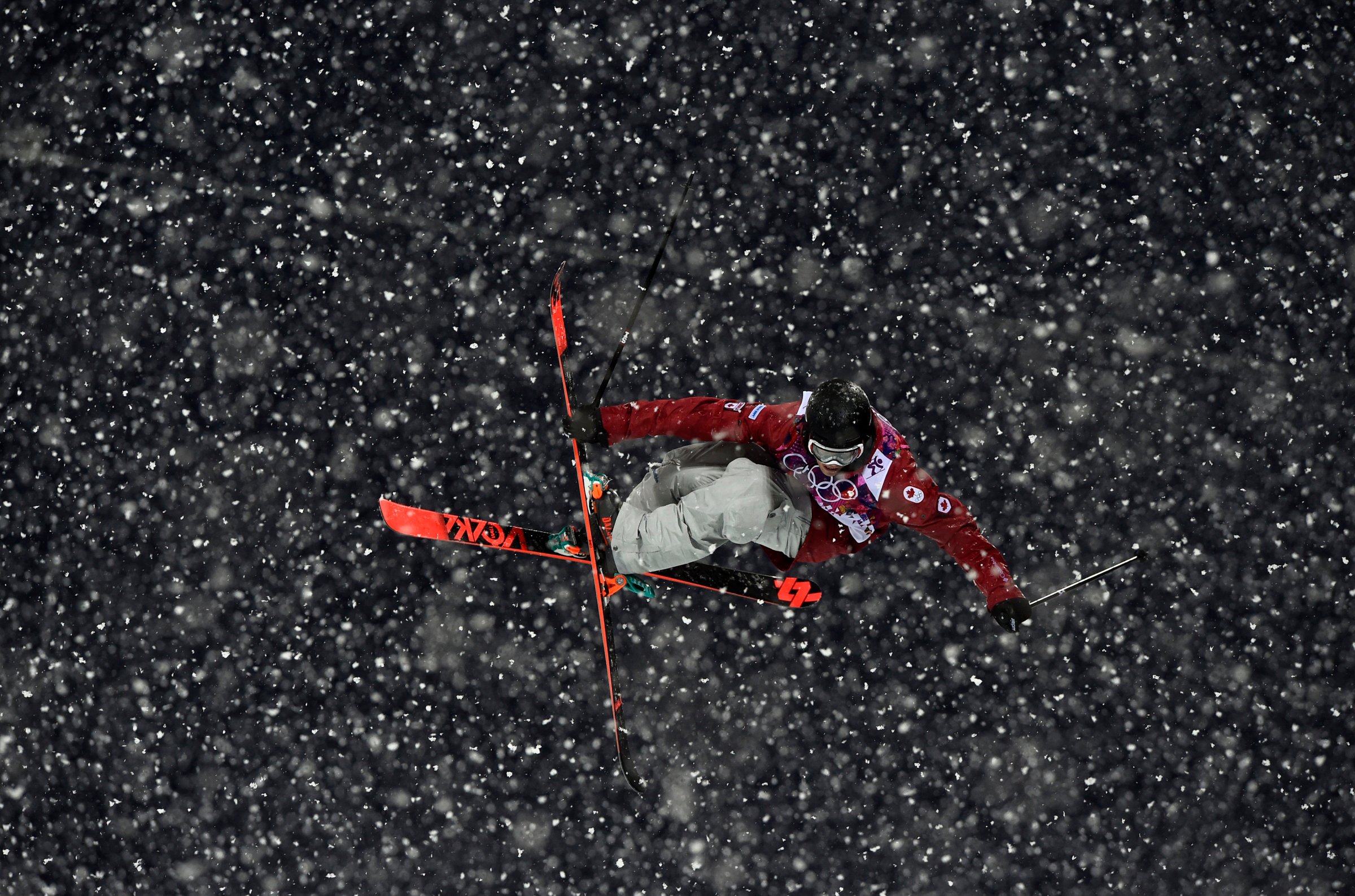 Canada's Matt Margetts competes during the men's freestyle skiing halfpipe qualification round.