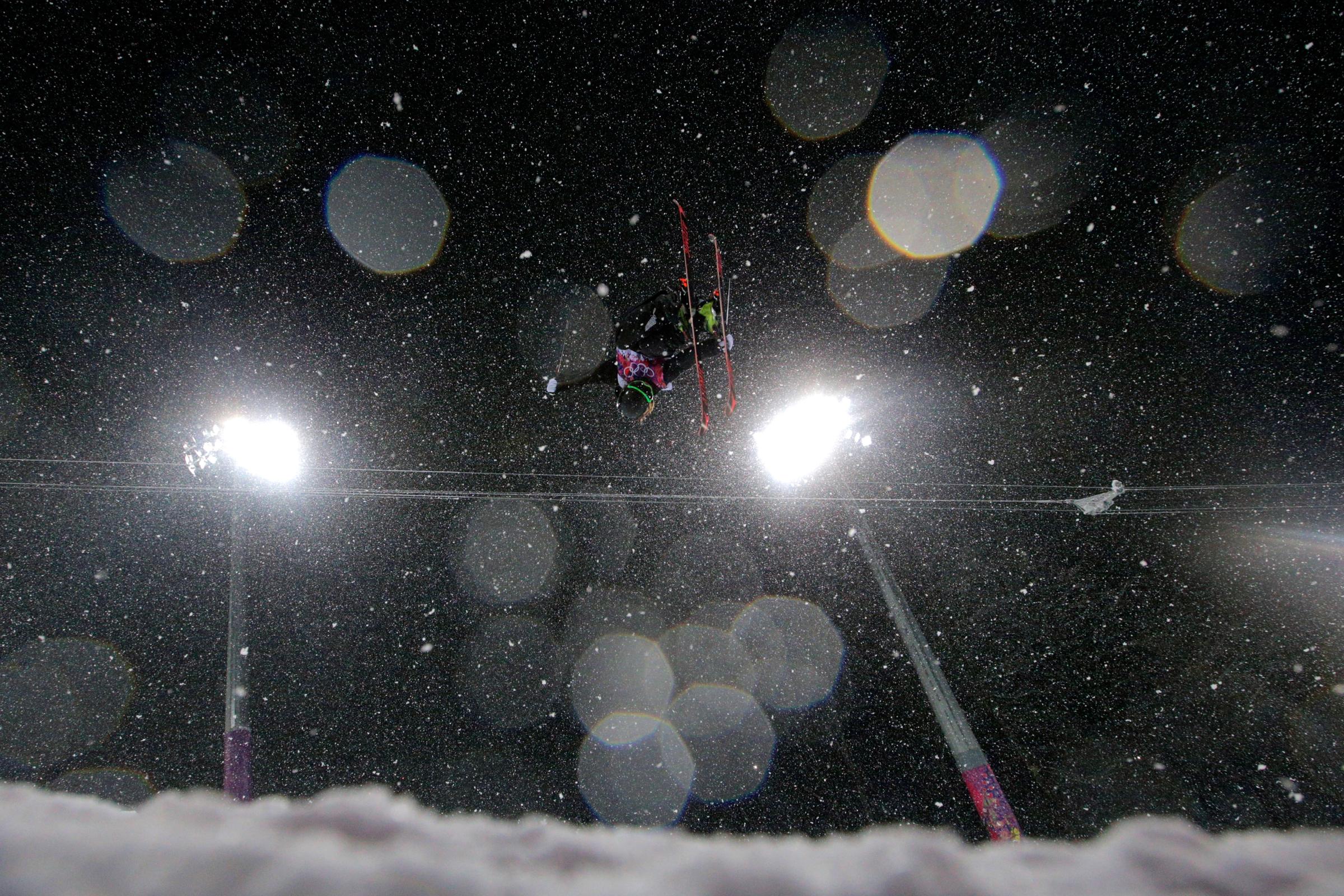 Beau-James Wells of New Zealand competes in the Freestyle Skiing Men's Ski Halfpipe Finals.