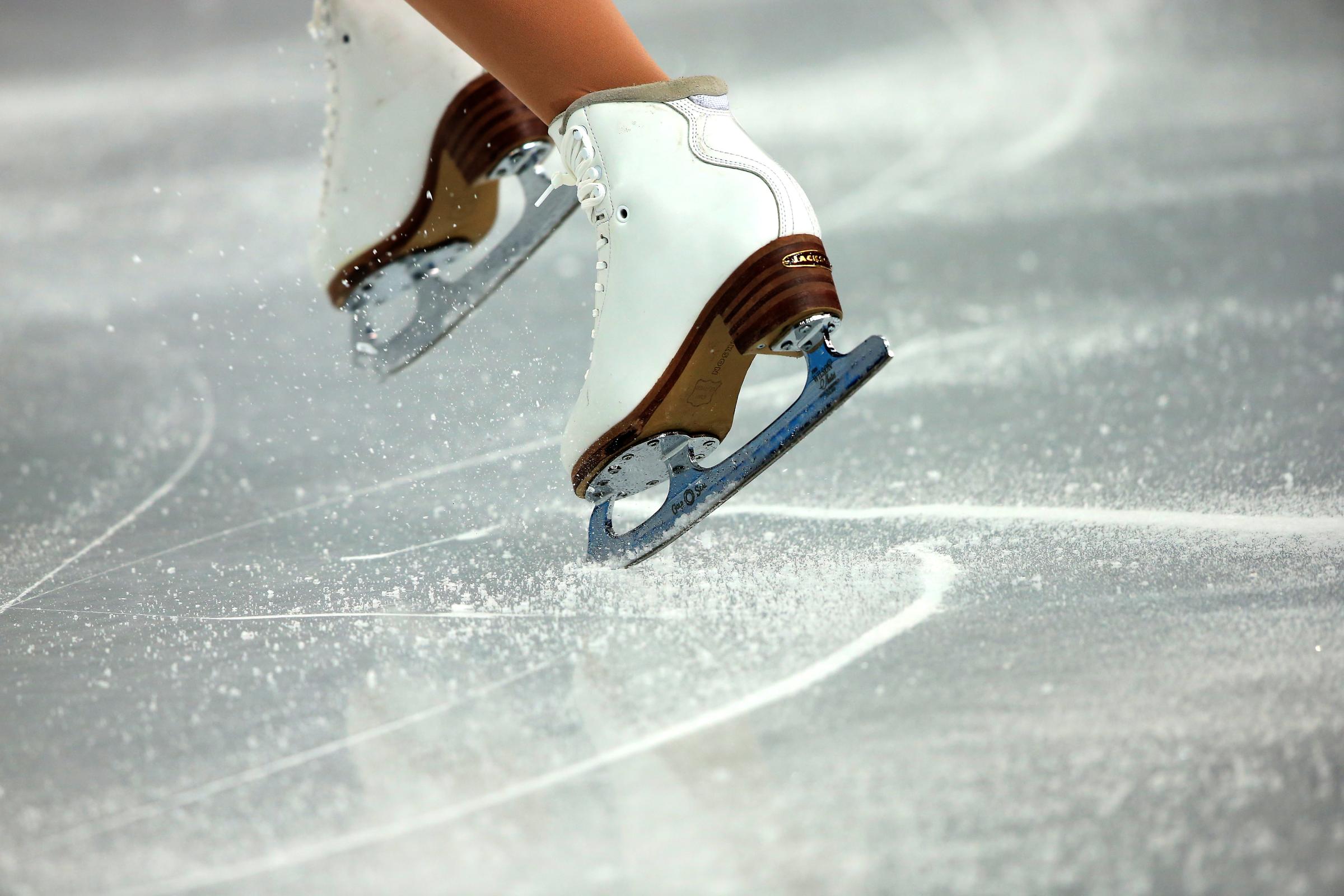 Elena Glebova of Estonia performs in the Figure Skating Ladies Short Program at Iceberg Skating Palace.