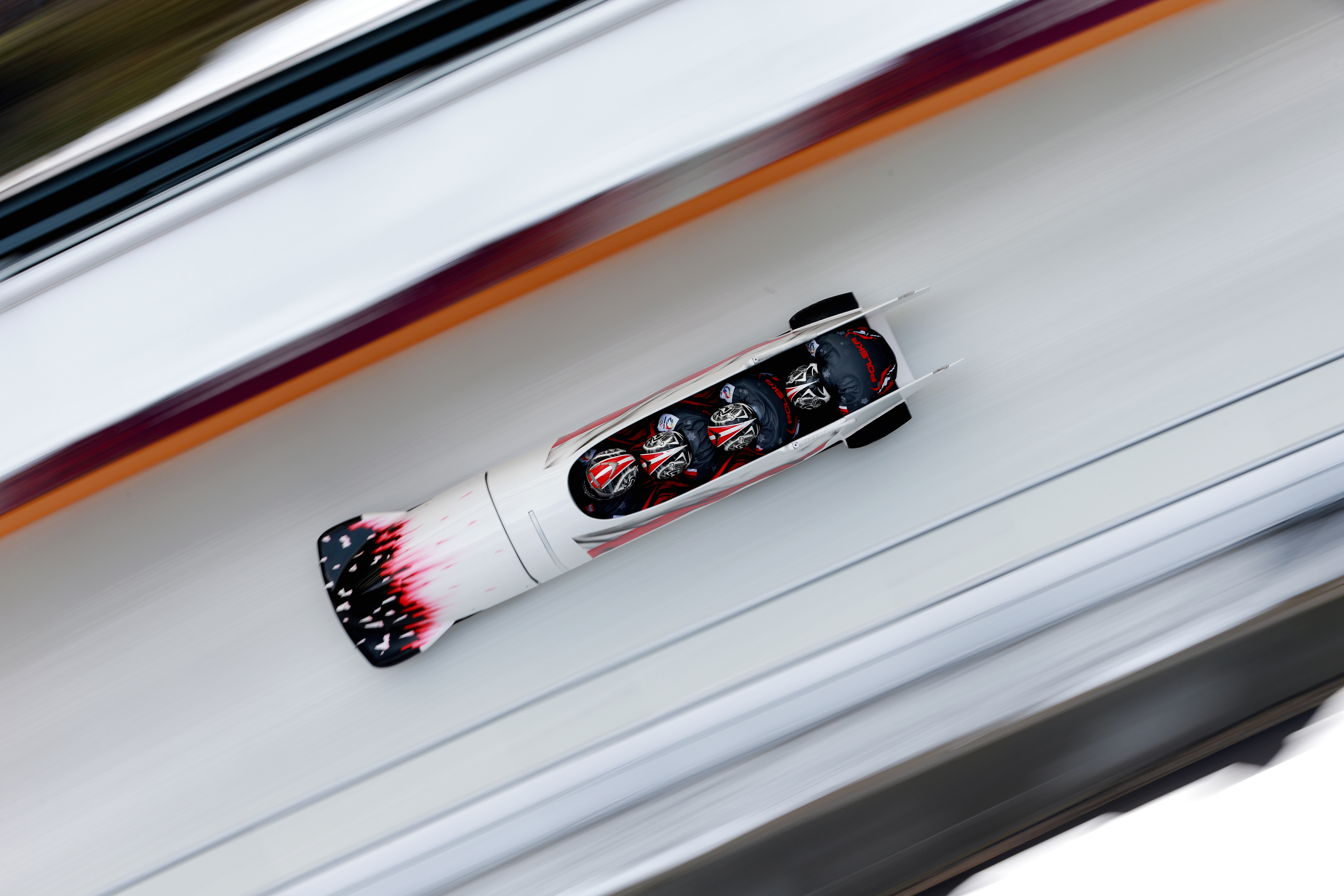 Dawid Kupczyk drives Poland's bobsled during Bobsleigh training.
