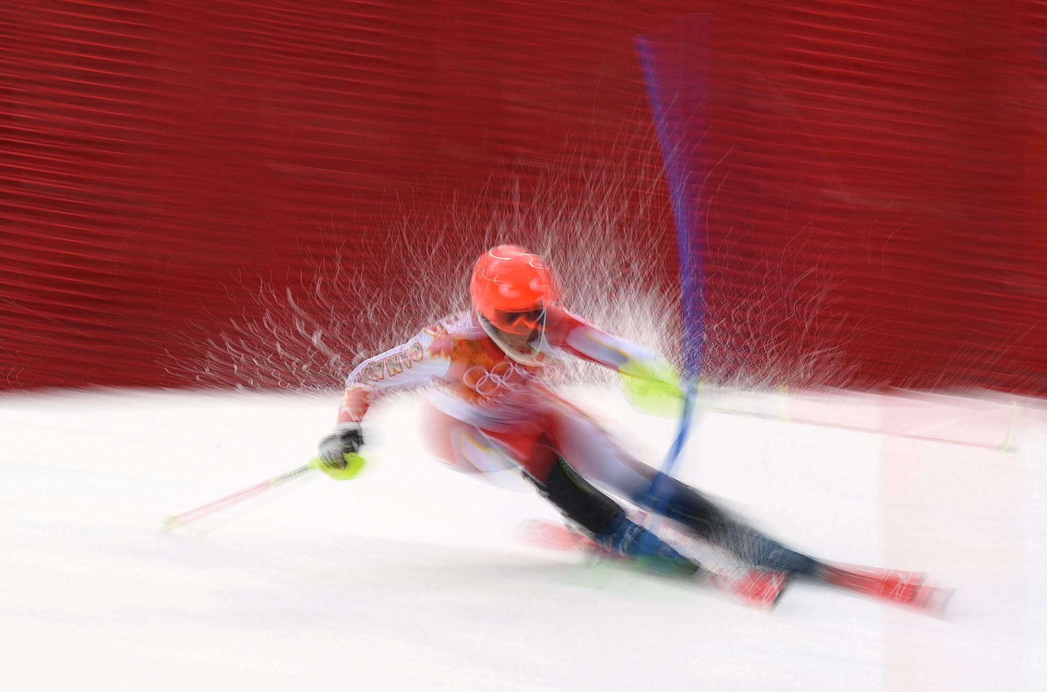 Marie-Michele Gagnon of Canada in action during the first run of the Women's Slalom race.