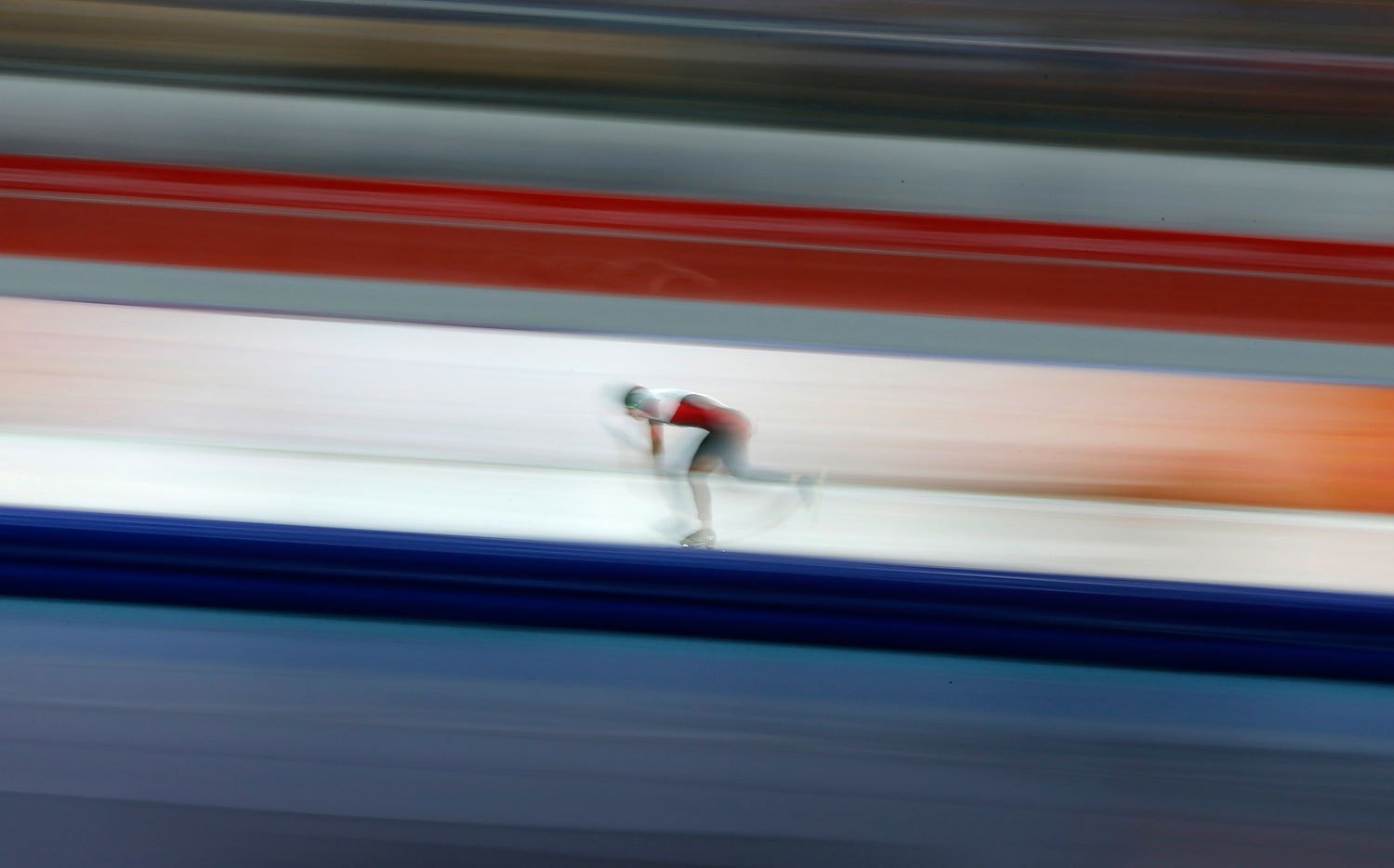 Brittany Schussler of Canada competes in the women's 3000 meters speed skating race, Feb. 9, 2014.