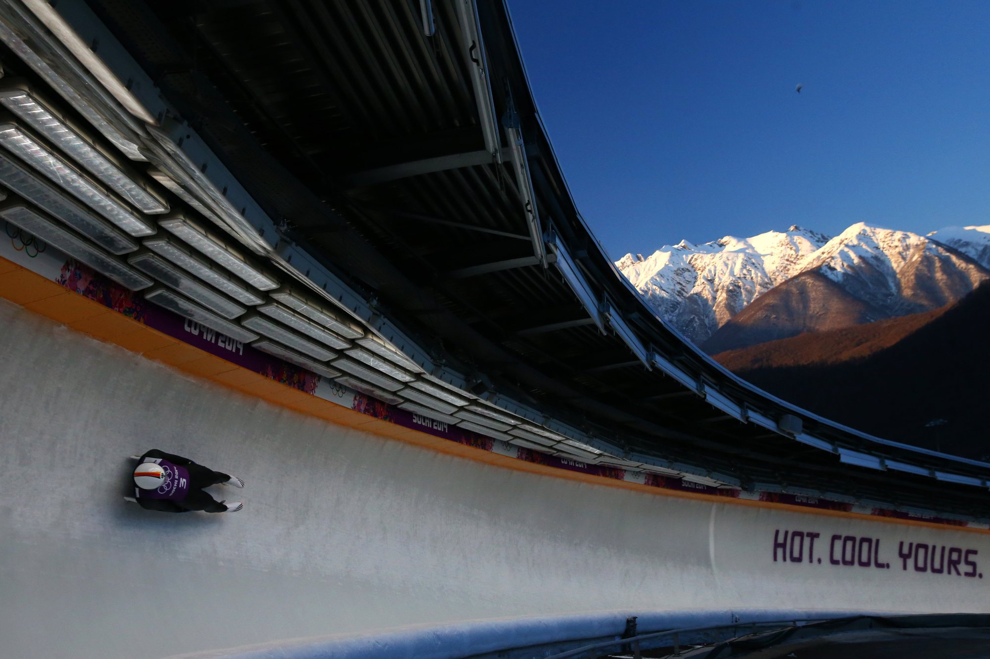 Andi Langenhan of Germany takes part in a men's luge training session ahead of the Sochi 2014 Winter Olympics at the Sanki Sliding Center on February 6, 2014.