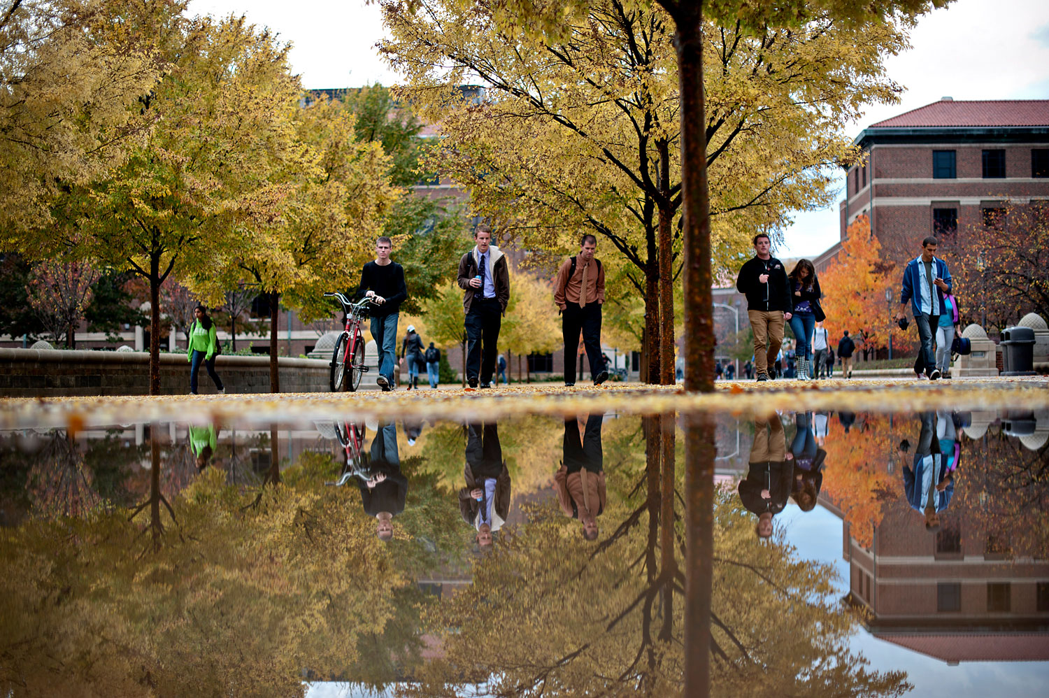 Students walk on the Purdue Mall on the campus of Purdue University in West Lafayette, Indiana, Oct. 22, 2012. (Daniel Acker—Bloomberg/Getty Images)