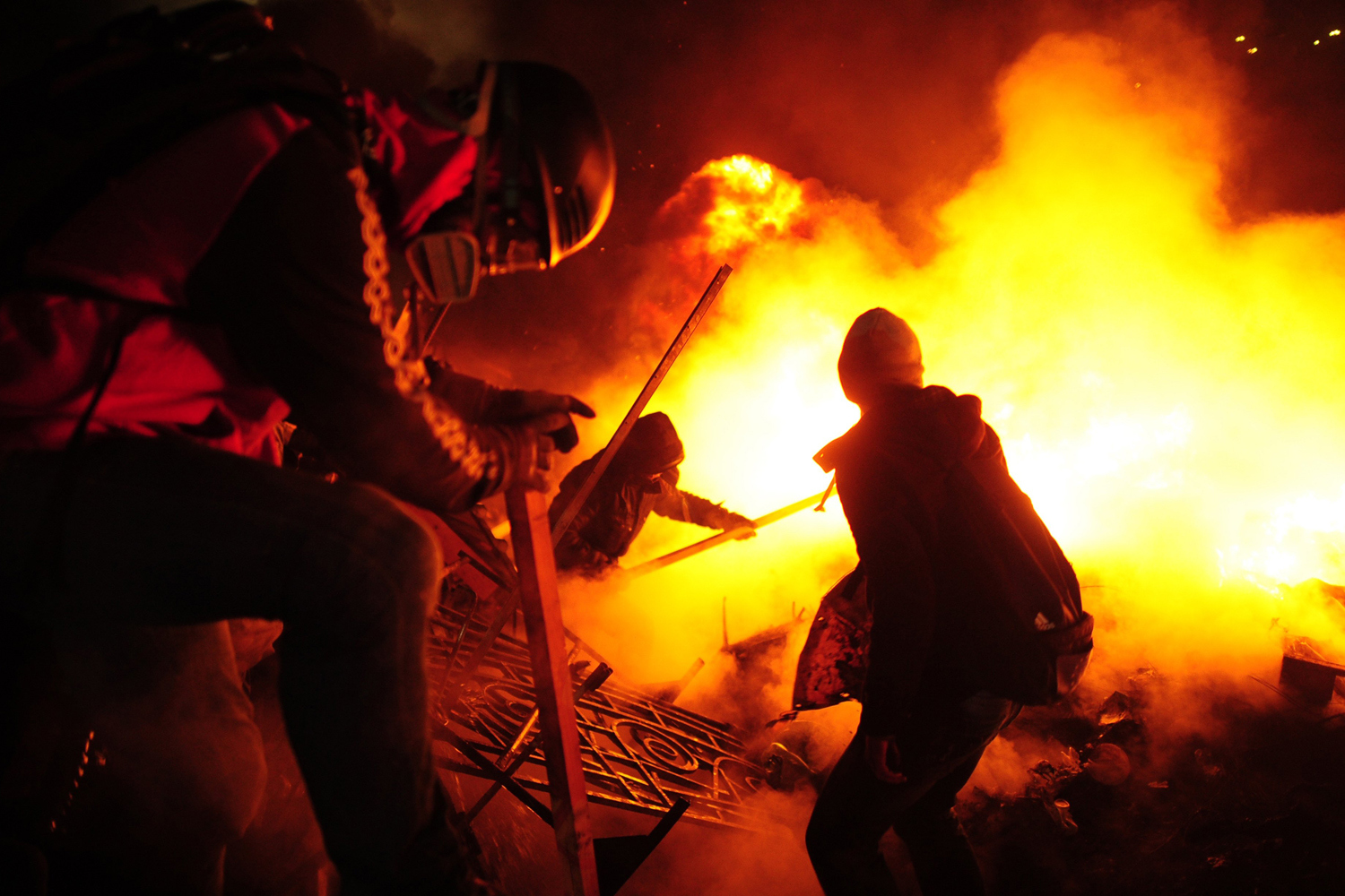 Anti-government protesters clash with police on Independence Square in Kiev on Feb. 19, 2014.