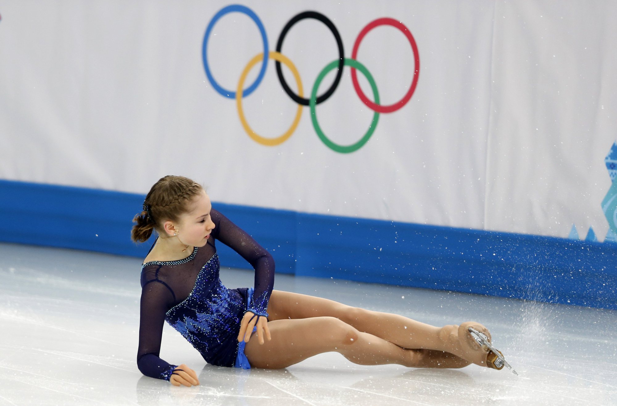 Russia's Yulia Lipnitskaya loses her balance during the ladies short program of Figure Skating at the 2014 Sochi Winter Olympic Games, on Feb. 19, 2014.