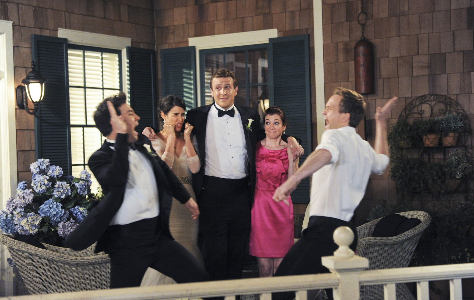 Josh Radnor as Ted, Cobie Smulders as Robin, Jason Segel as Marshall, Alyson Hannigan as Lily, and Neil Patrick Harris as Barney (Ron P. Jaffe / Fox Television / CBS)