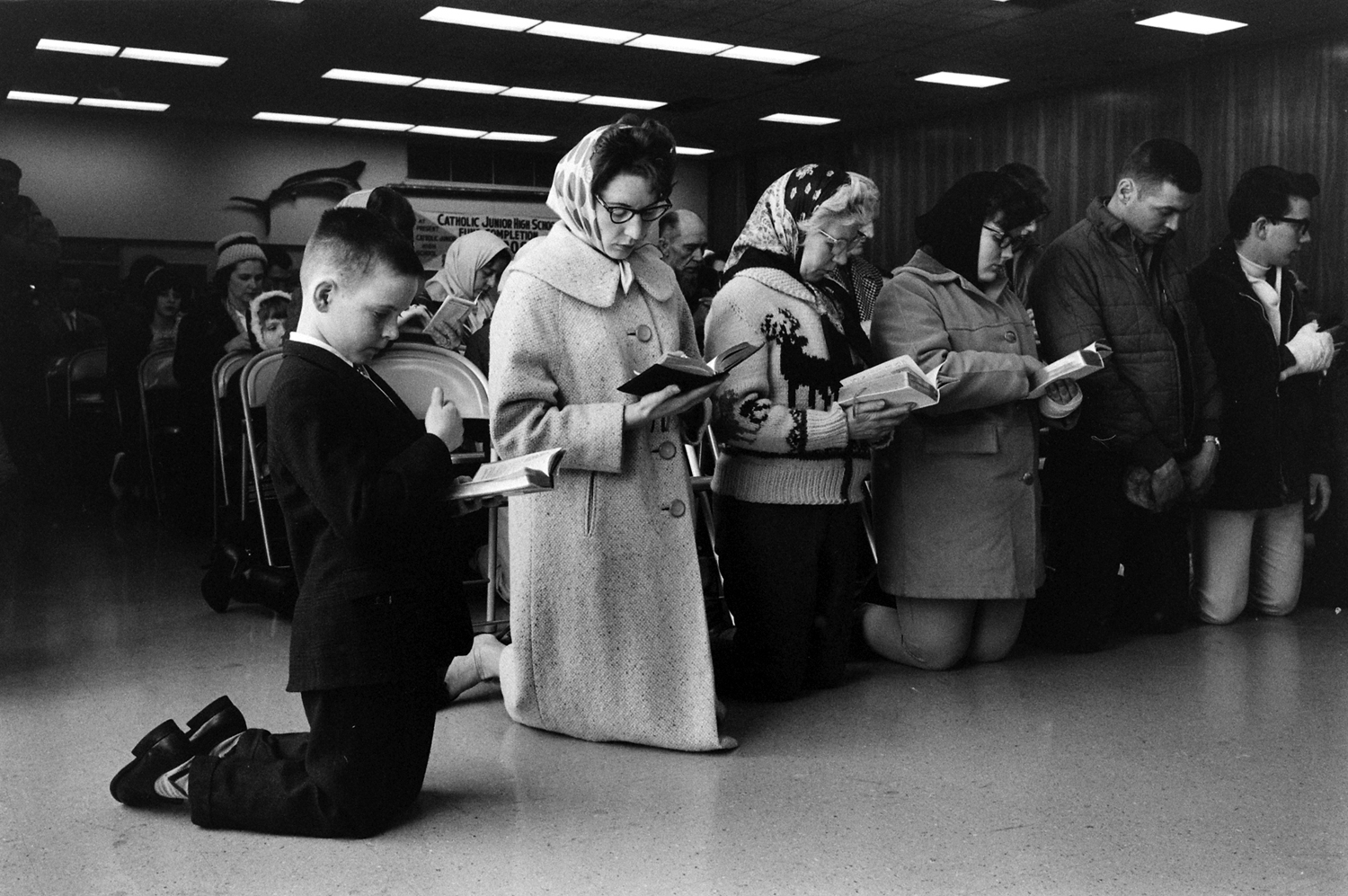Alaskans pray after the 1964 Good Friday Earthquake.