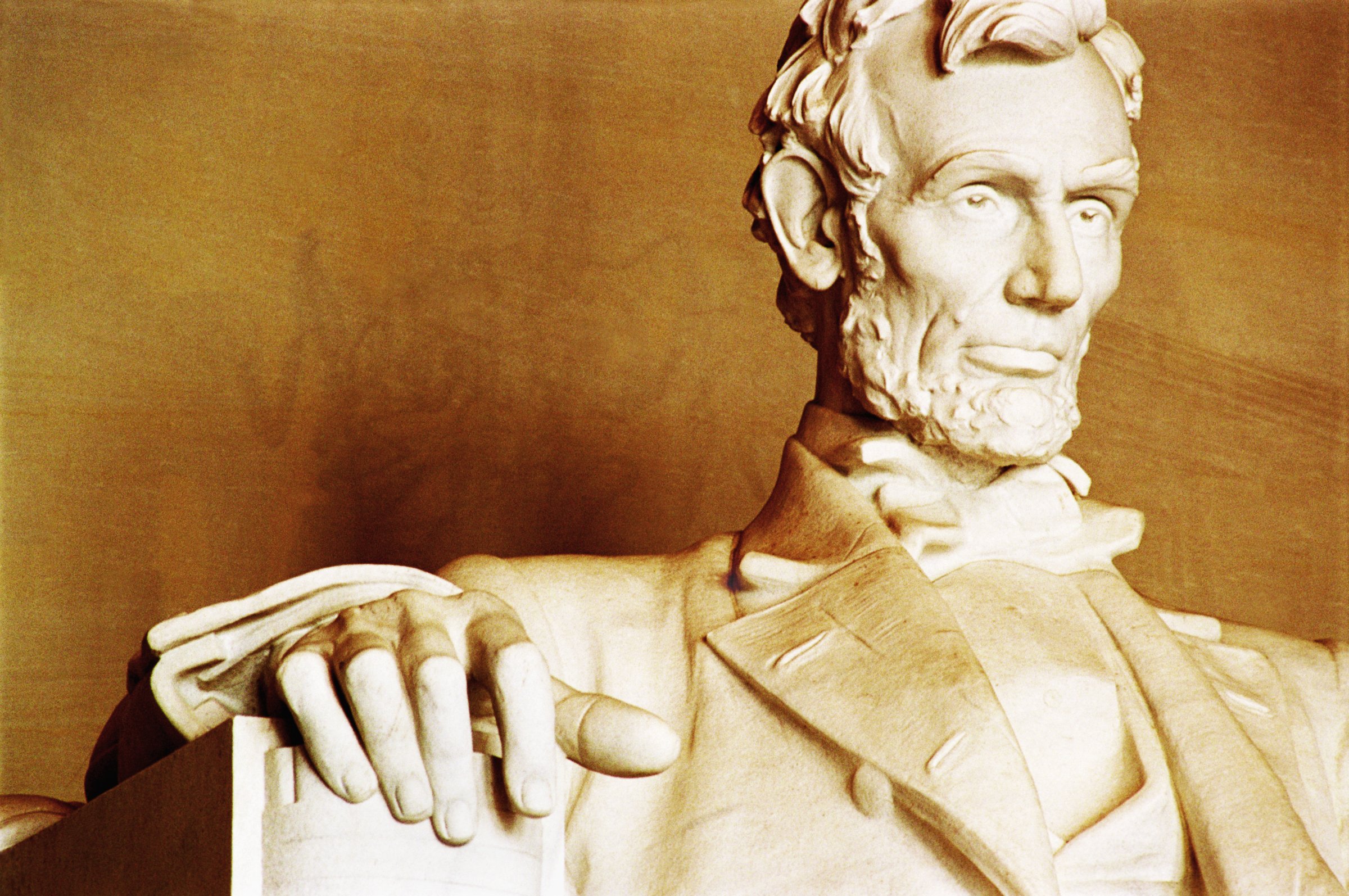 USA, Washington D.C., Lincoln Memorial statue, close-up
