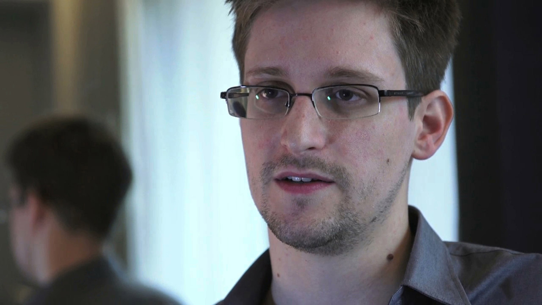 Edward Snowden is seen in this still image taken from video during an interview by The Guardian in his hotel room in Hong Kong, on June 6, 2013. (Glenn Greenwald/Laura Poitras—The Guardian/Reuters)
