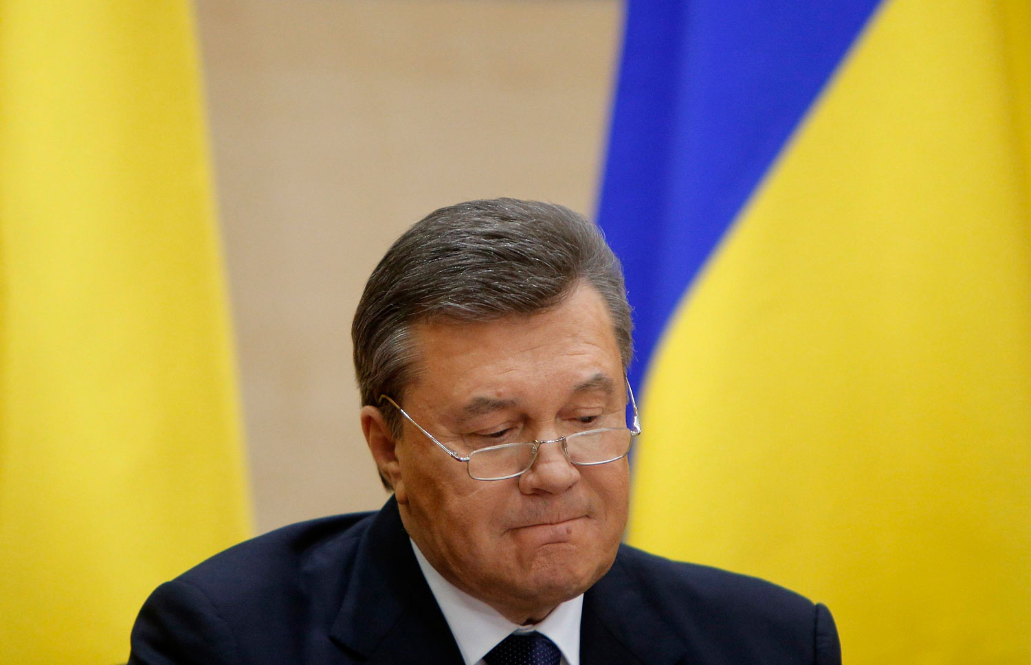 Ousted Ukrainian President Viktor Yanukovich takes part in a news conference in the southern Russian city of Rostov-on-Don, Feb. 28, 2014. (Maxim Shemetov—Reuters)