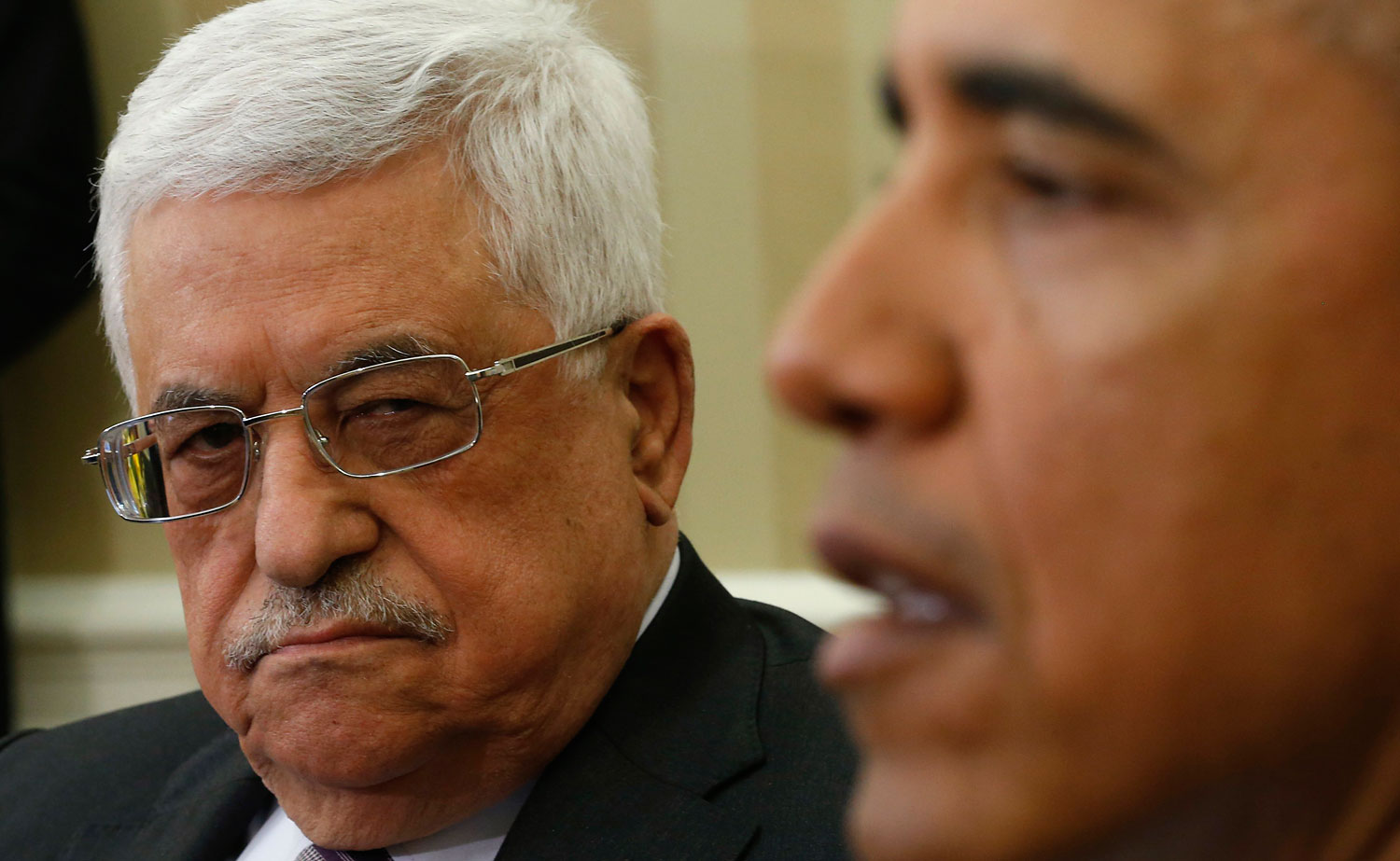 Palestinian Authority President Mahmoud Abbas meeting President Obama at the White House, March 17, 2014.