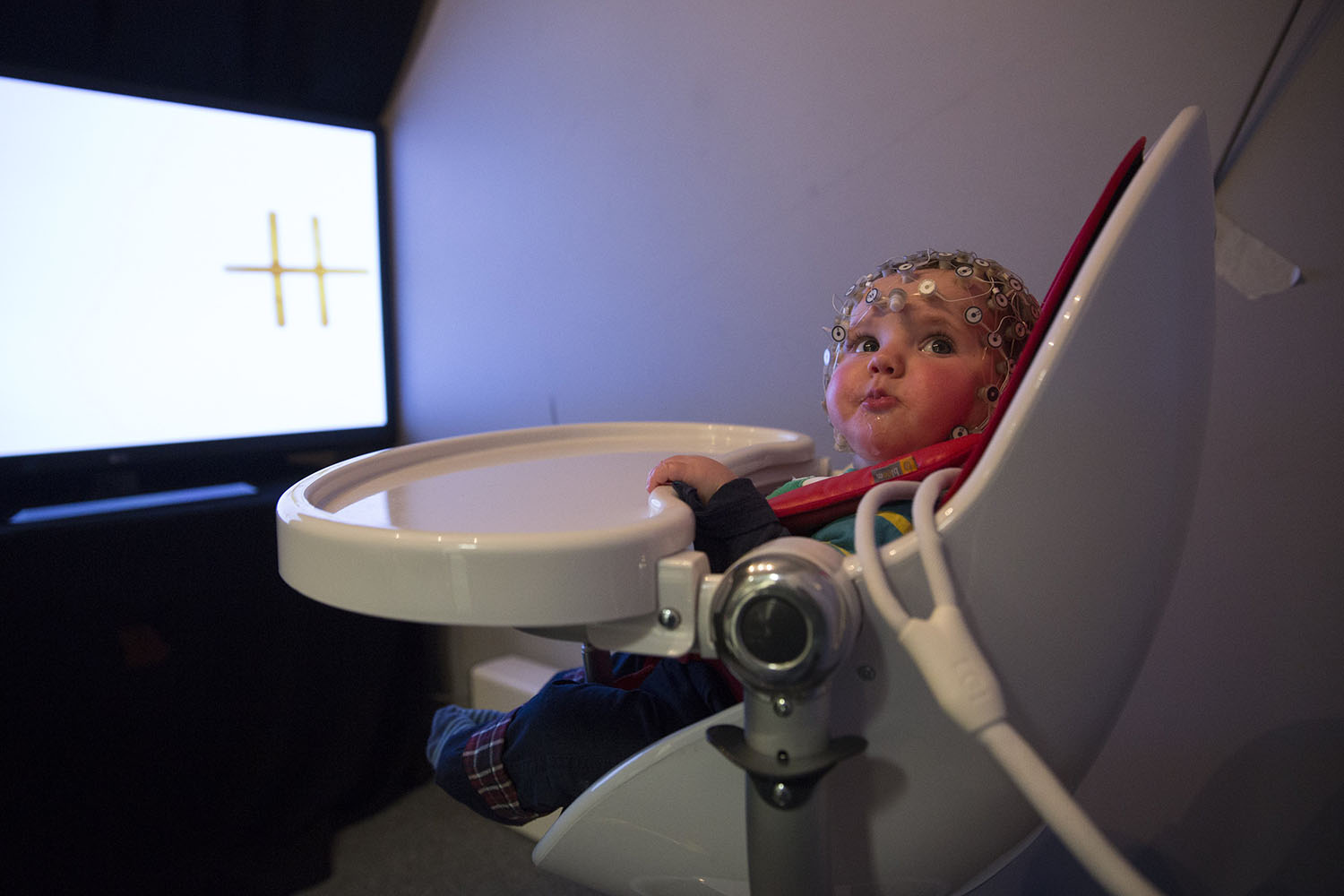 Mar. 3, 2014. Leo, aged 9 months, takes part in an experiment at the 'Birkbeck Babylab' Center for Brain and Cognitive Development in London, England.