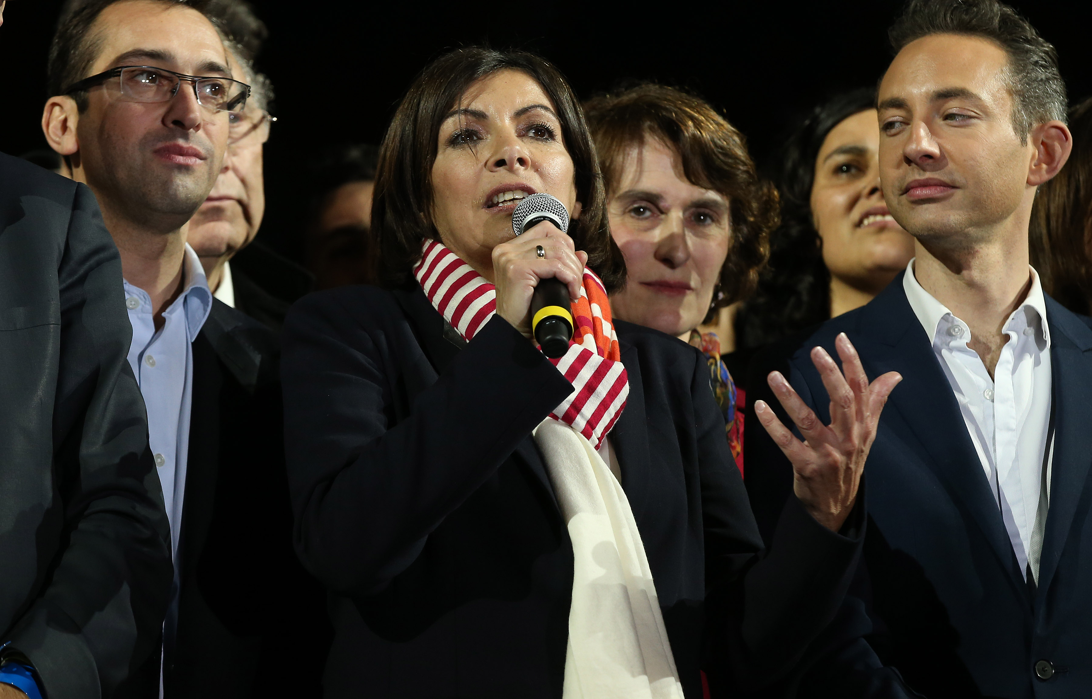 Paris Socialist Mayoral Candidate Anne Hidalgo Celebrates Her Victory In Paris