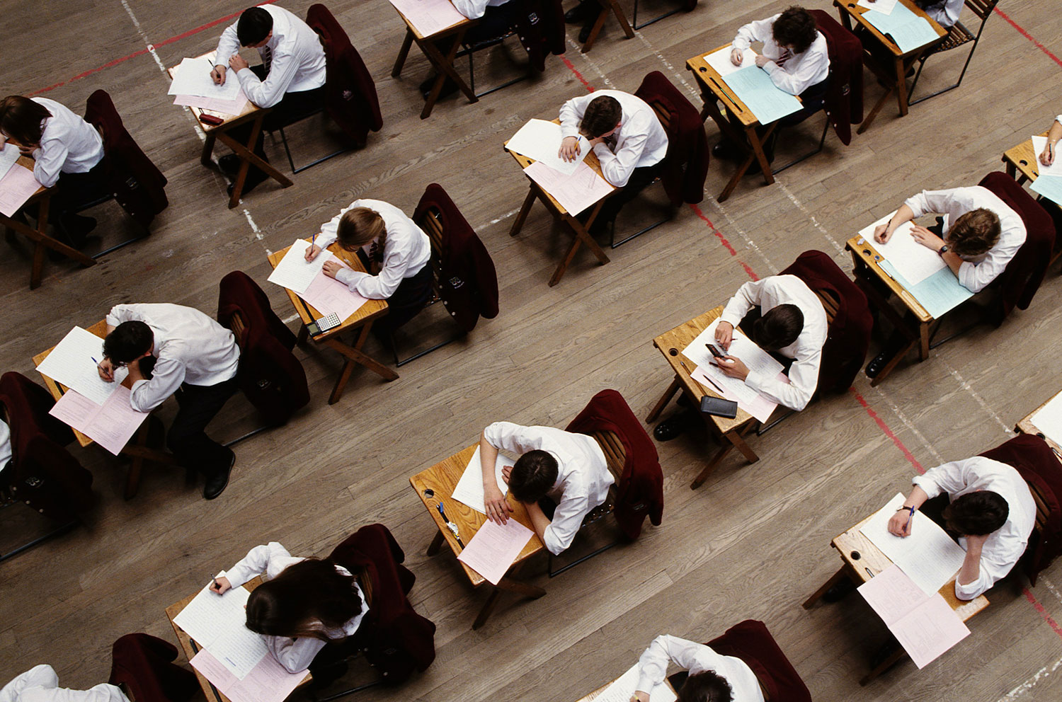 Teenage students taking examinations
