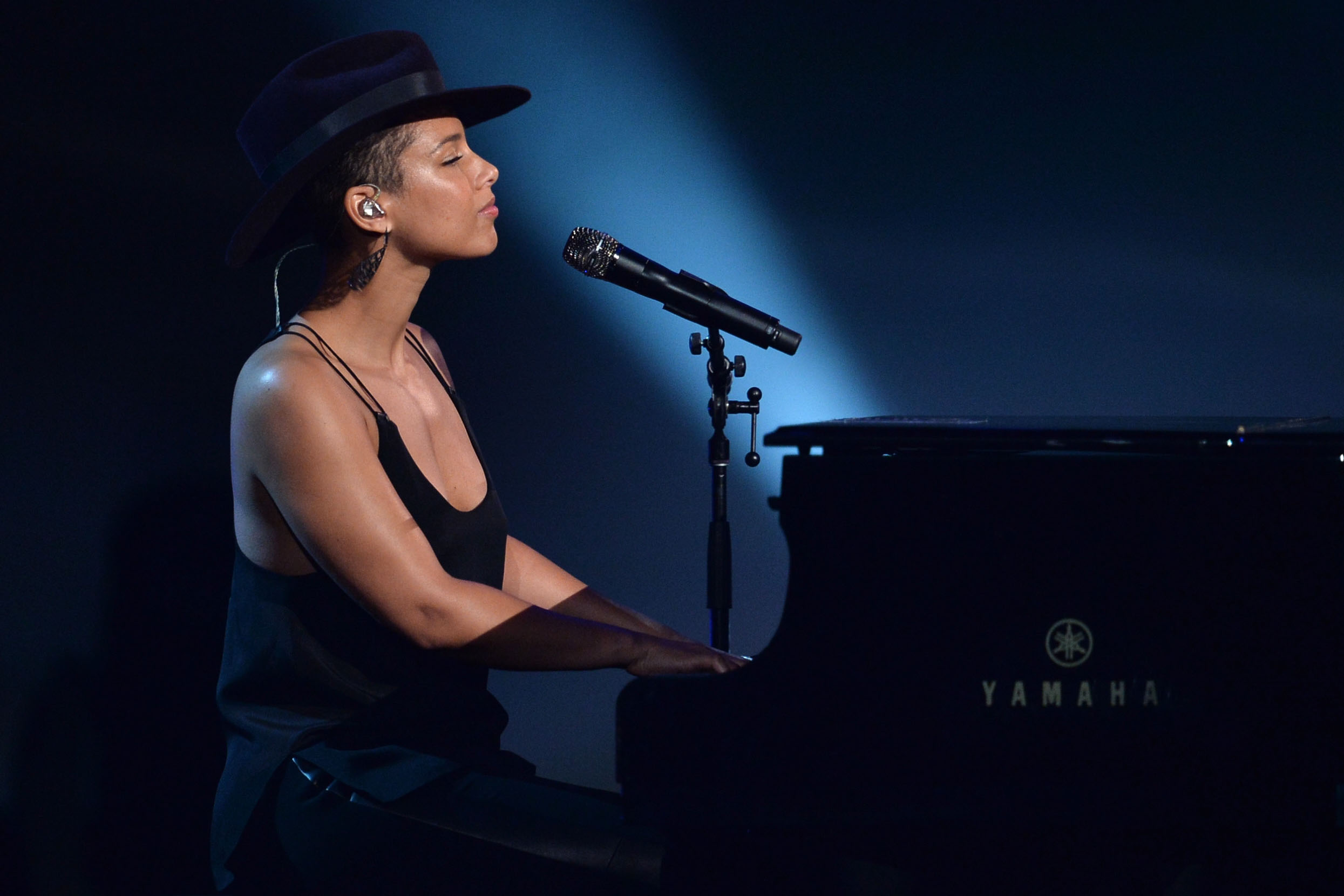 Alicia Keys performs onstage during The Grammy's on January 27.