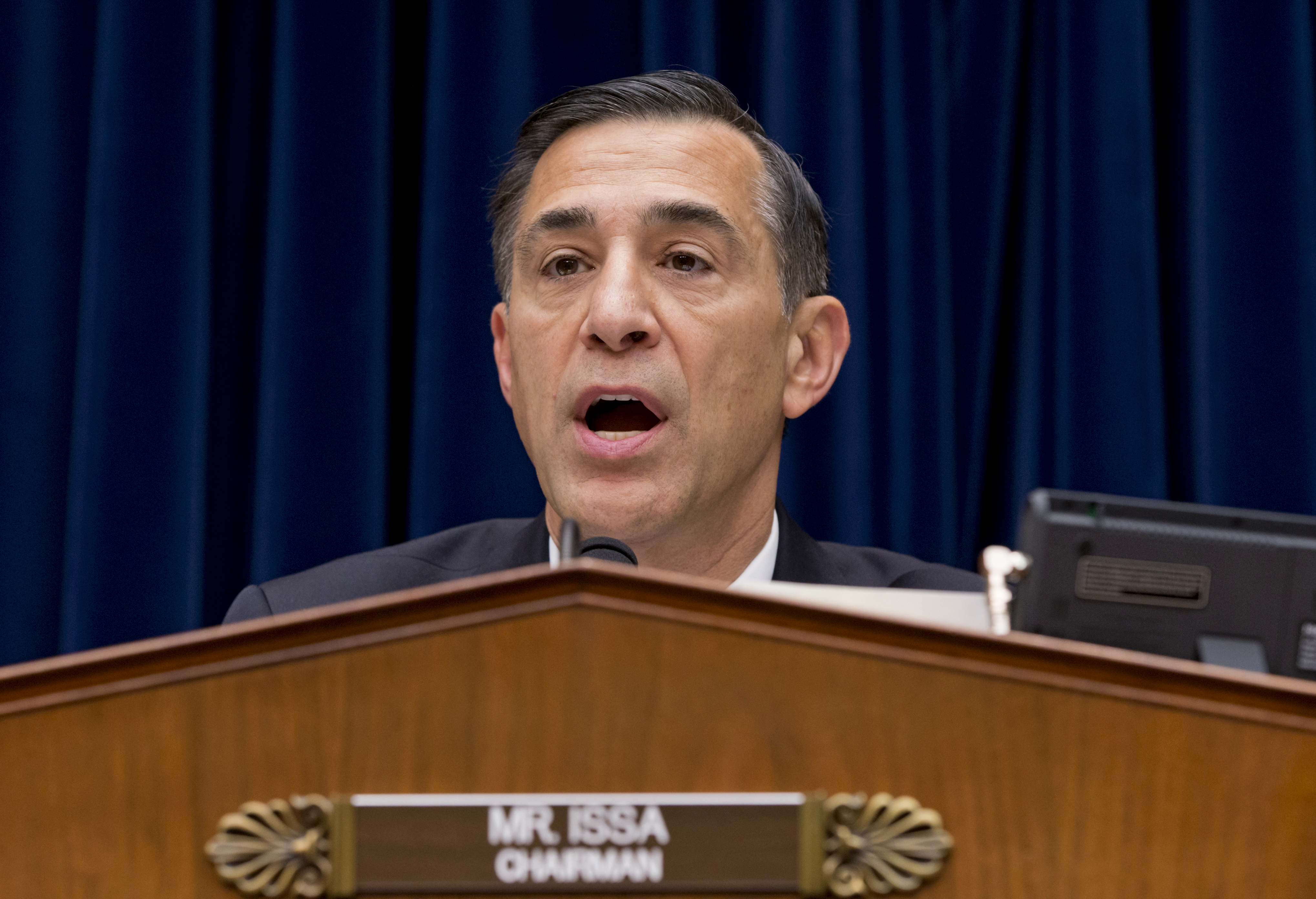 House Oversight Committee Chairman Rep. Darrell Issa, R-Calif. makes an opening statement as his panel holds its first public hearing on problems implementing the Obamacare healthcare program, on Capitol Hill in Washington, Wednesday, Nov. 13, 2013. (J. Scott Applewhite—AP)