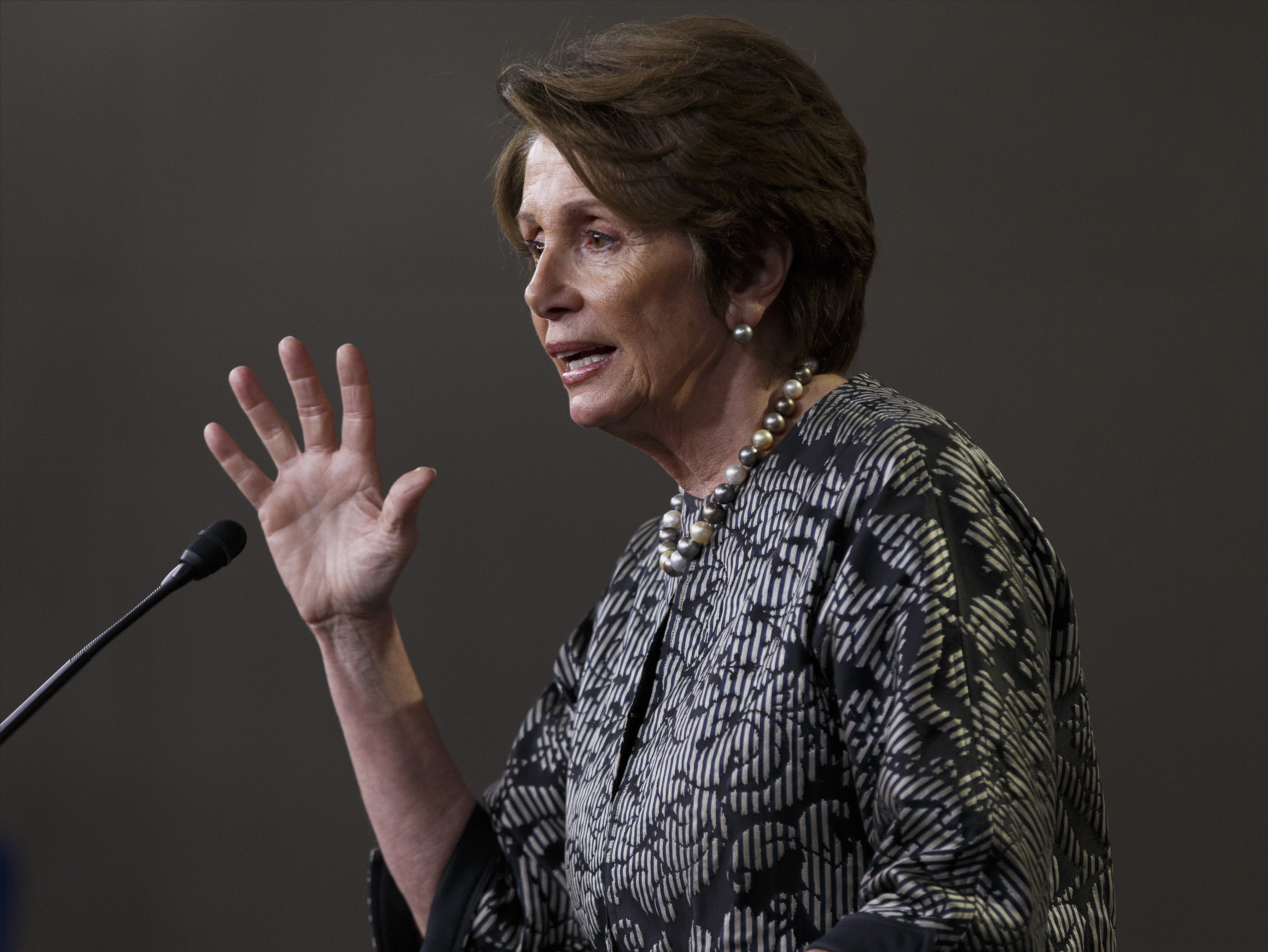 House Minority Leader Nancy Pelosi of Calif. meets with reporters on Capitol Hill in Washington, Thursday, March 13, 2014. (AP Photo/J. Scott Applewhite)