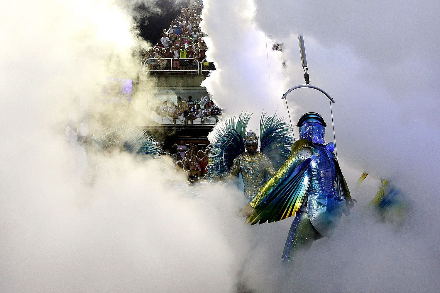 Mar. 3,  2014. Members of the 'Beija-Flor' samba school perform during celebrations of the Carnival at the sambadrome in Rio de Janeiro, Brazil.