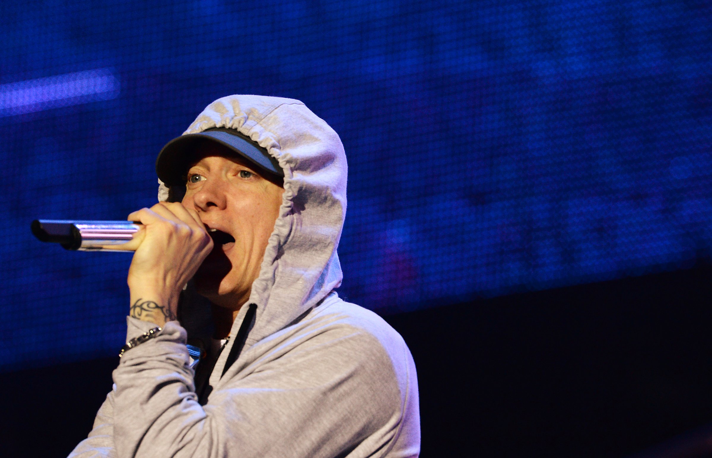 Eminem performs a concert at the Stade de France in Saints-Denis, near Paris, August 22, 2013.