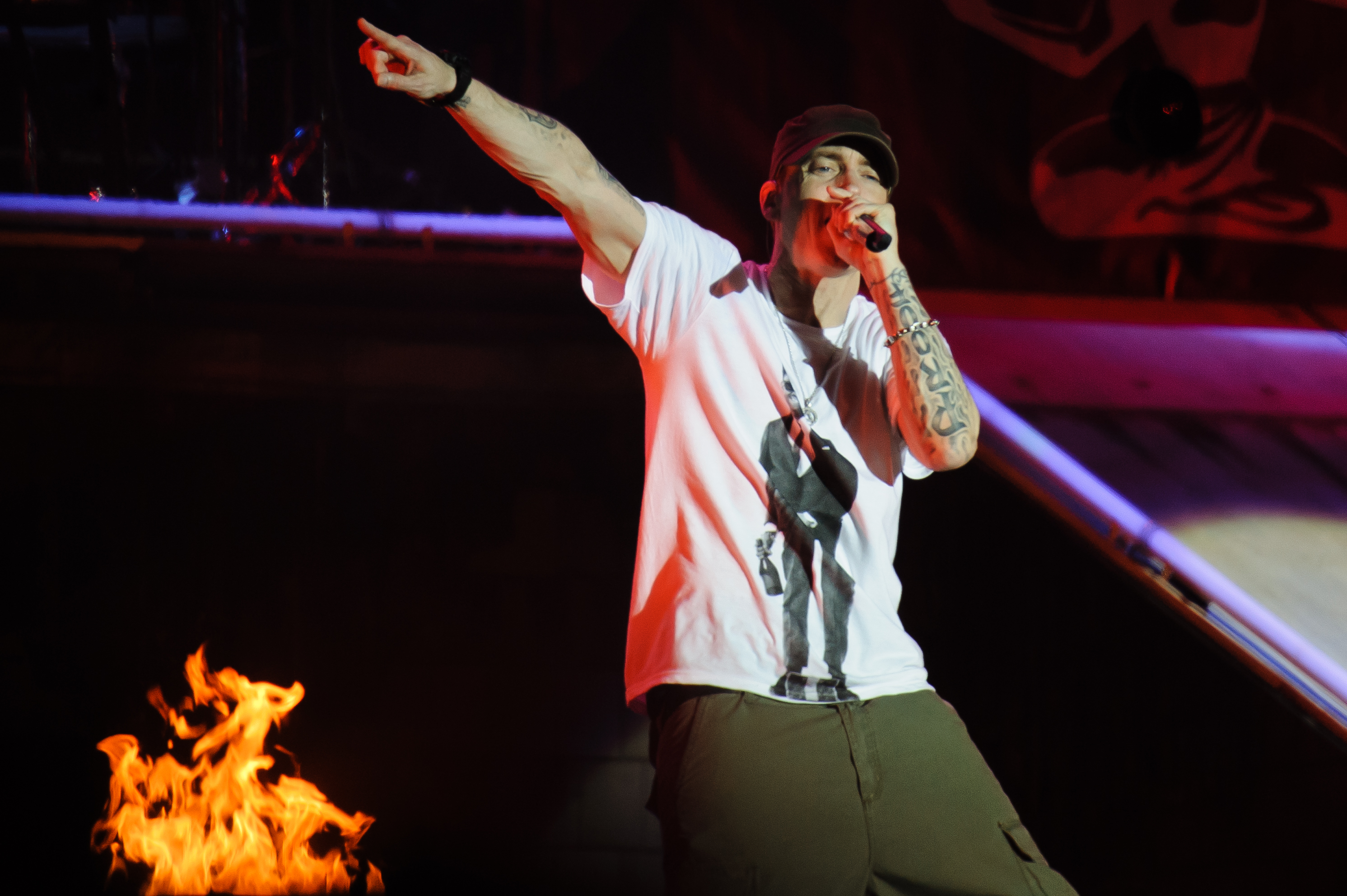 Eminem performs on stage on Day 2 of Reading Festival 2013 at Richfield Avenue on August 24, 2013 in Reading, England. (Joseph Okpako&mdash;Redferns via Getty Images)