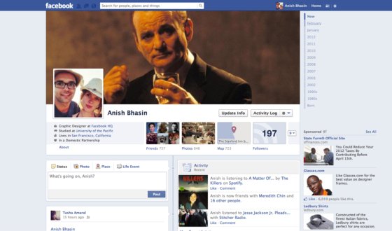 Facebook Profile Page, 2012.