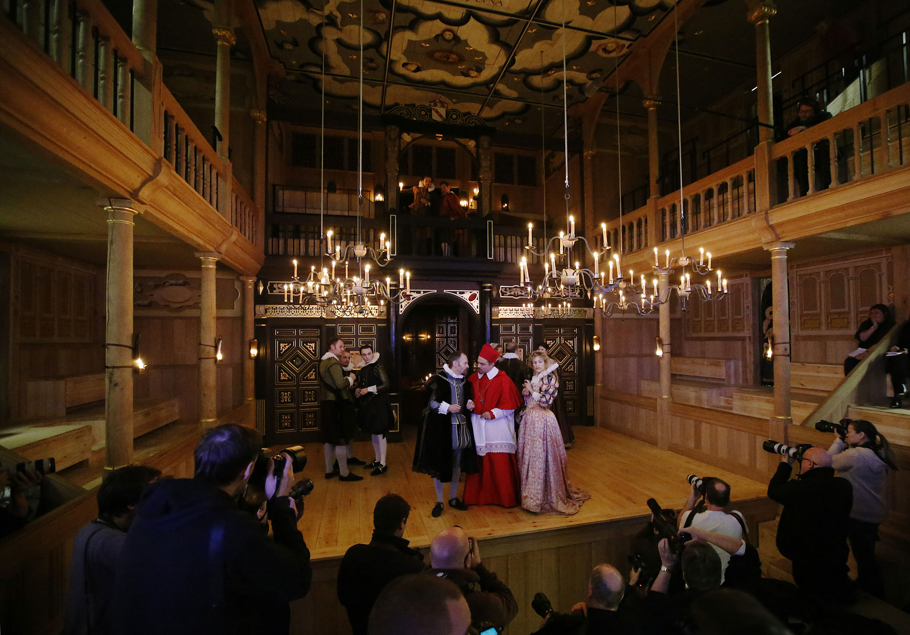 Actors perform John Webster's "The Duchess of Malfi" at the Sam Wanamaker Playhouse at the Globe Theatre in London