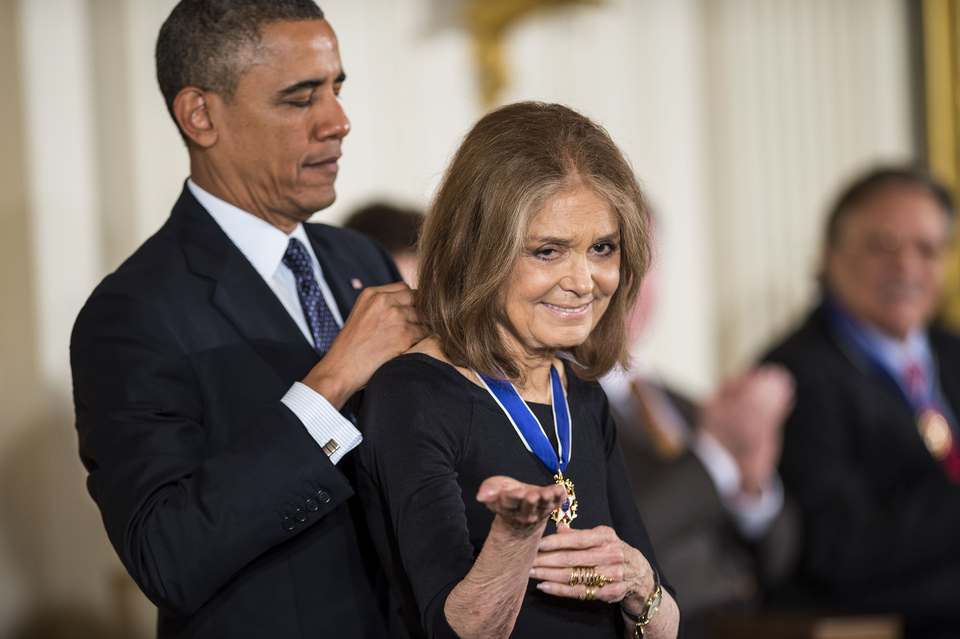 Gloria Steinem receives the 2013 Presidential Medal of Freedom from President Barack Obama at the White House on November 20, 2013 in Washington. (Leigh Vogel—WireImage/Getty Images)