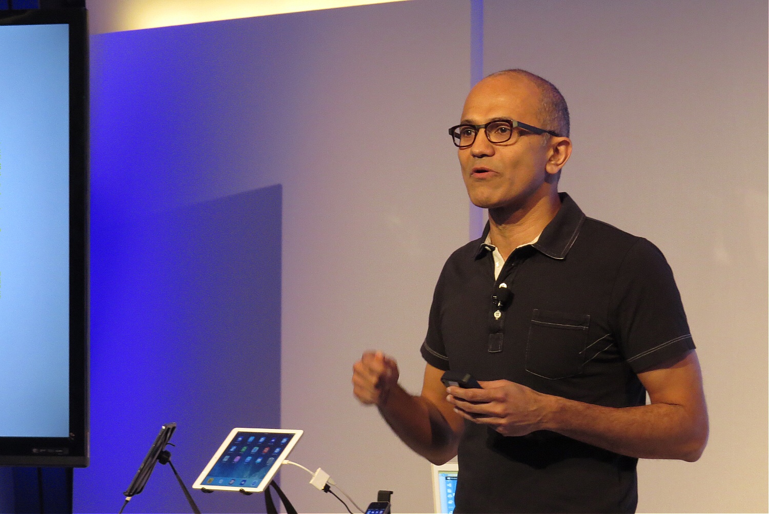 Microsoft CEO Satya Nadella at the company's press event in San Francisco on March 27, 2014 (Harry McCracken / TIME)
