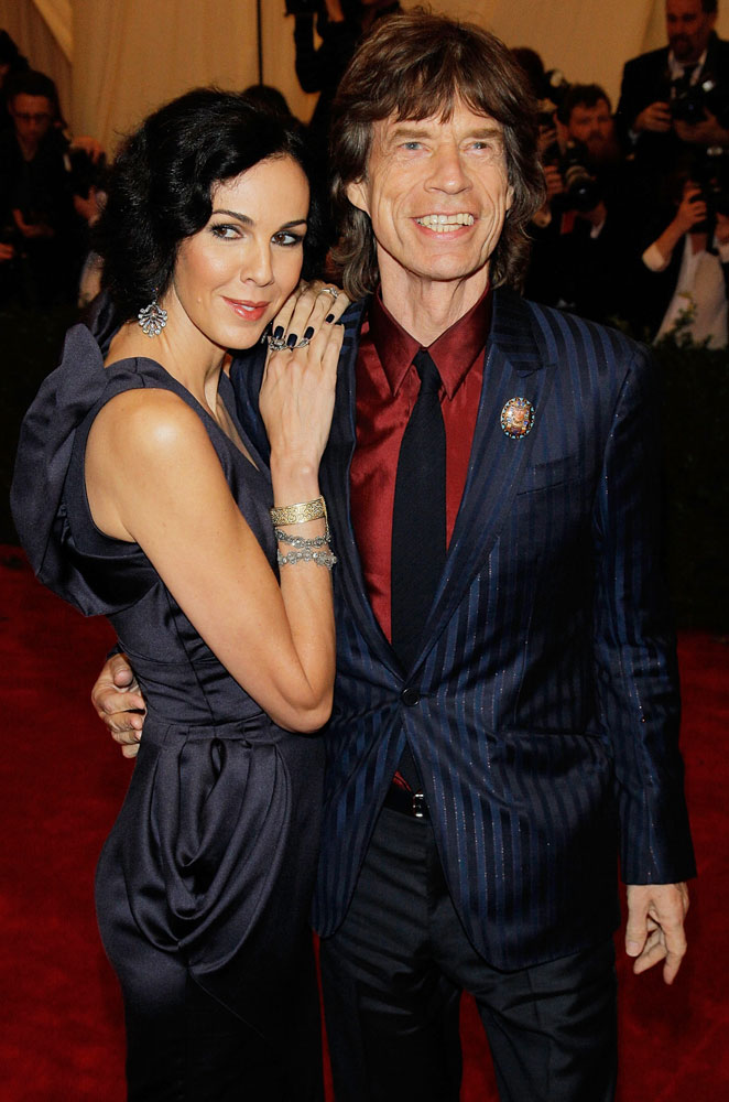 From Left: L'Wren Scott and Mick Jagger attend the "Schiaparelli And Prada: Impossible Conversations" Costume Institute Gala at the Metropolitan Museum of Art on May 7, 2012 in New York City.
