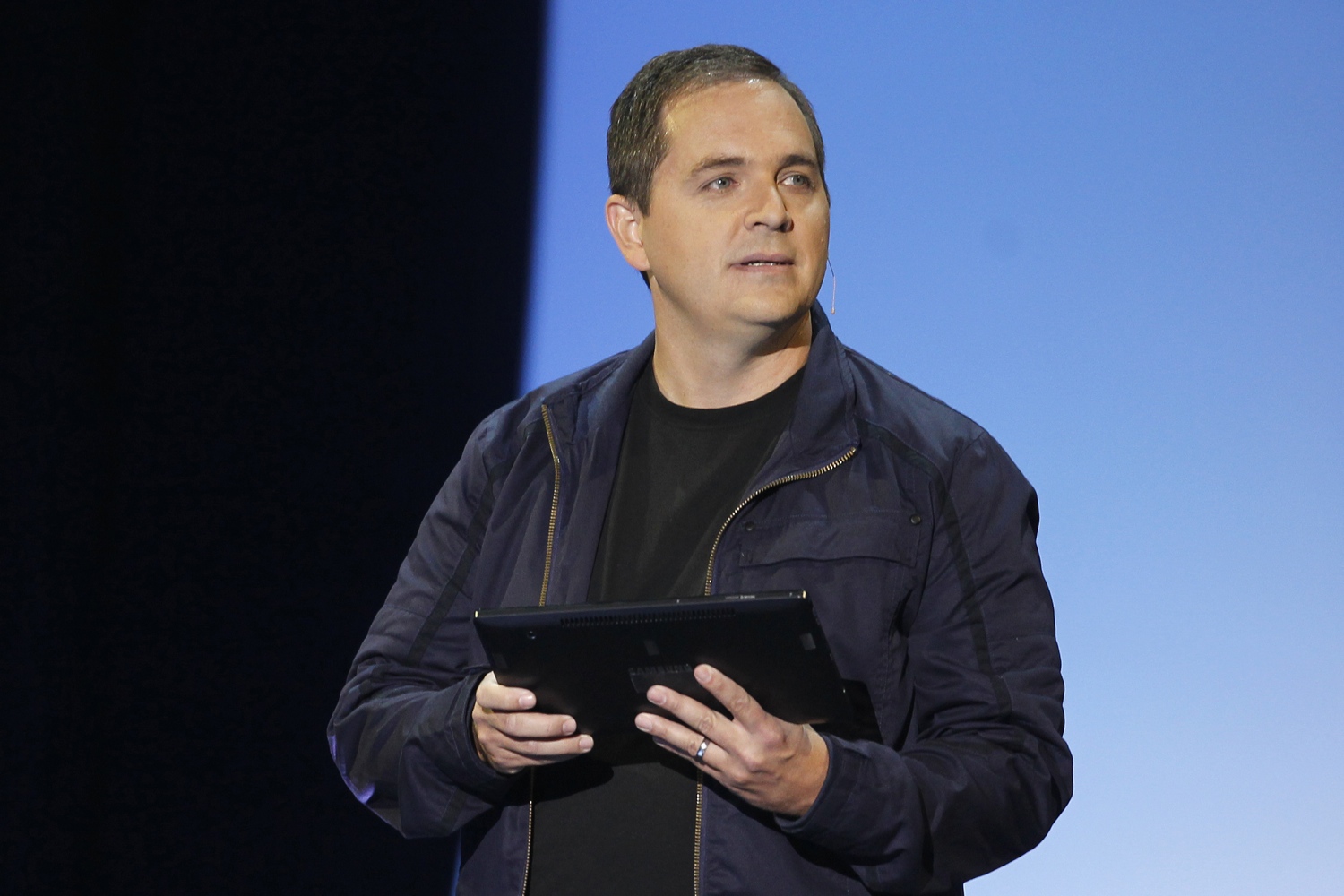 Whitten, head of Xbox Live, demonstrates new XBox feature XBox SmartGlass, at Microsoft XBox news briefing during E3 game expo in Los Angeles