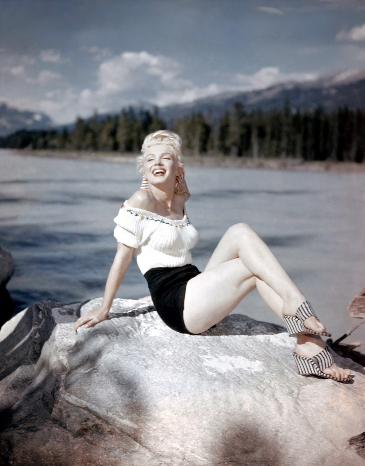 Monroe shooting The River of No Return in 1954.