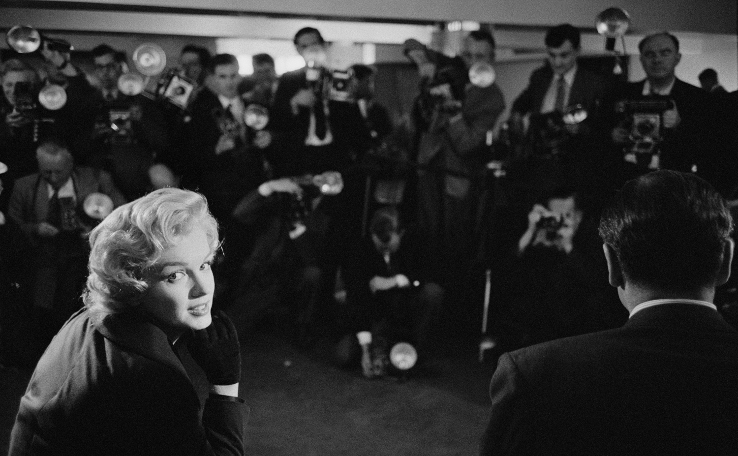 The star at a press conference in London's Savoy Hotel in 1956.